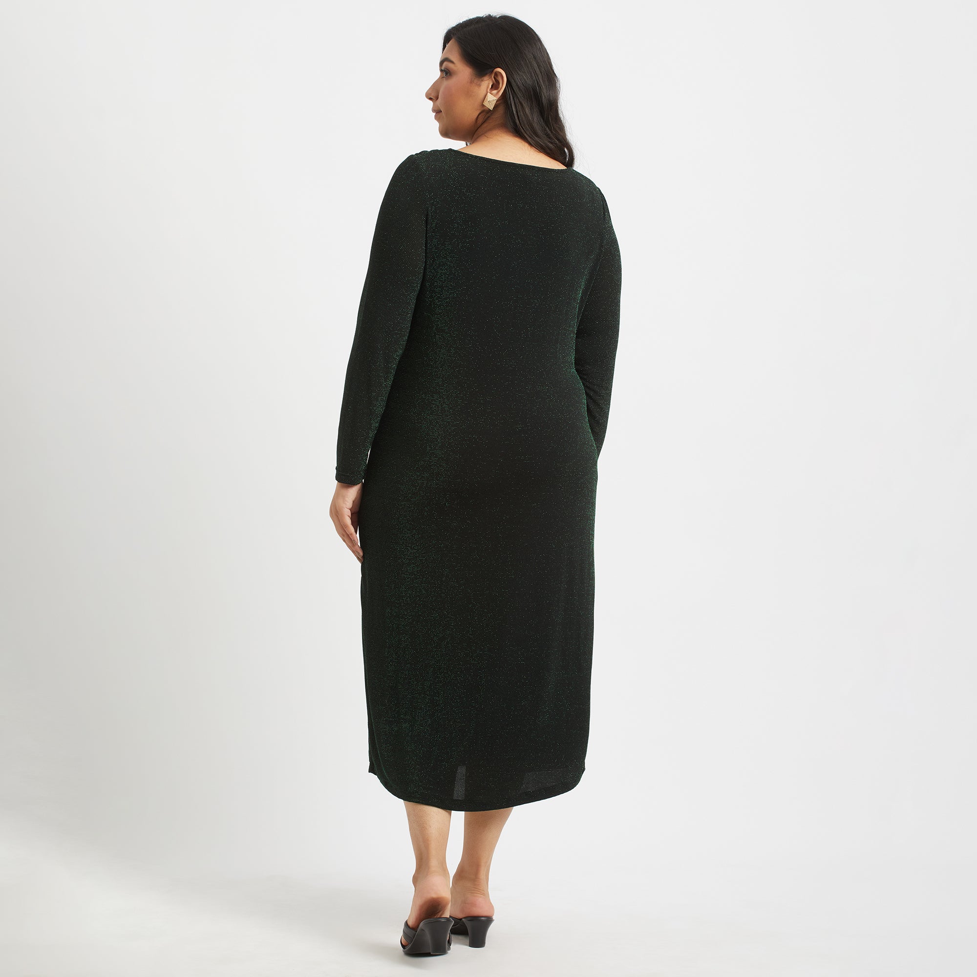 Emerald Essence Ruched Dress for Plus Size Women