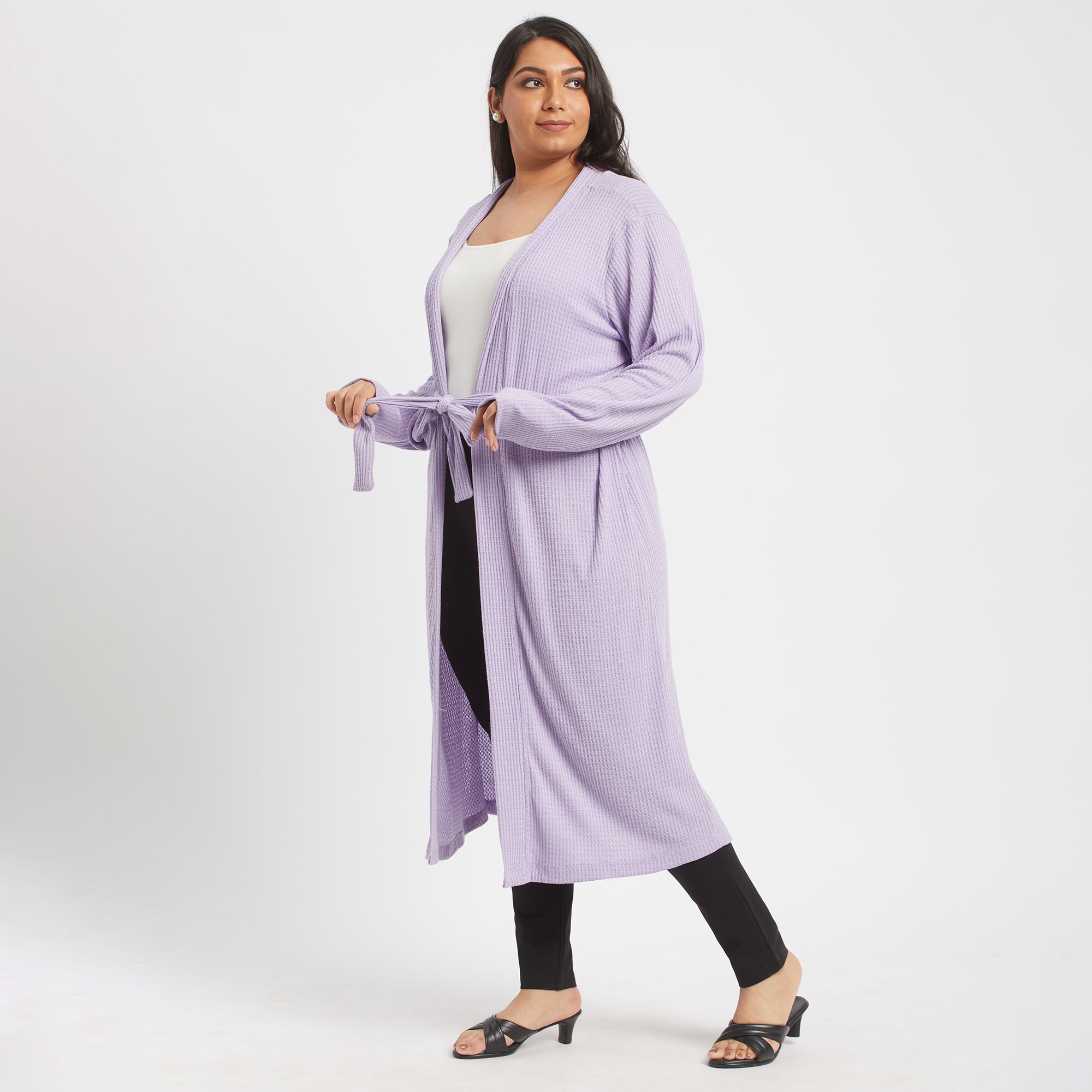 Lavender waffle knit maxi shrug