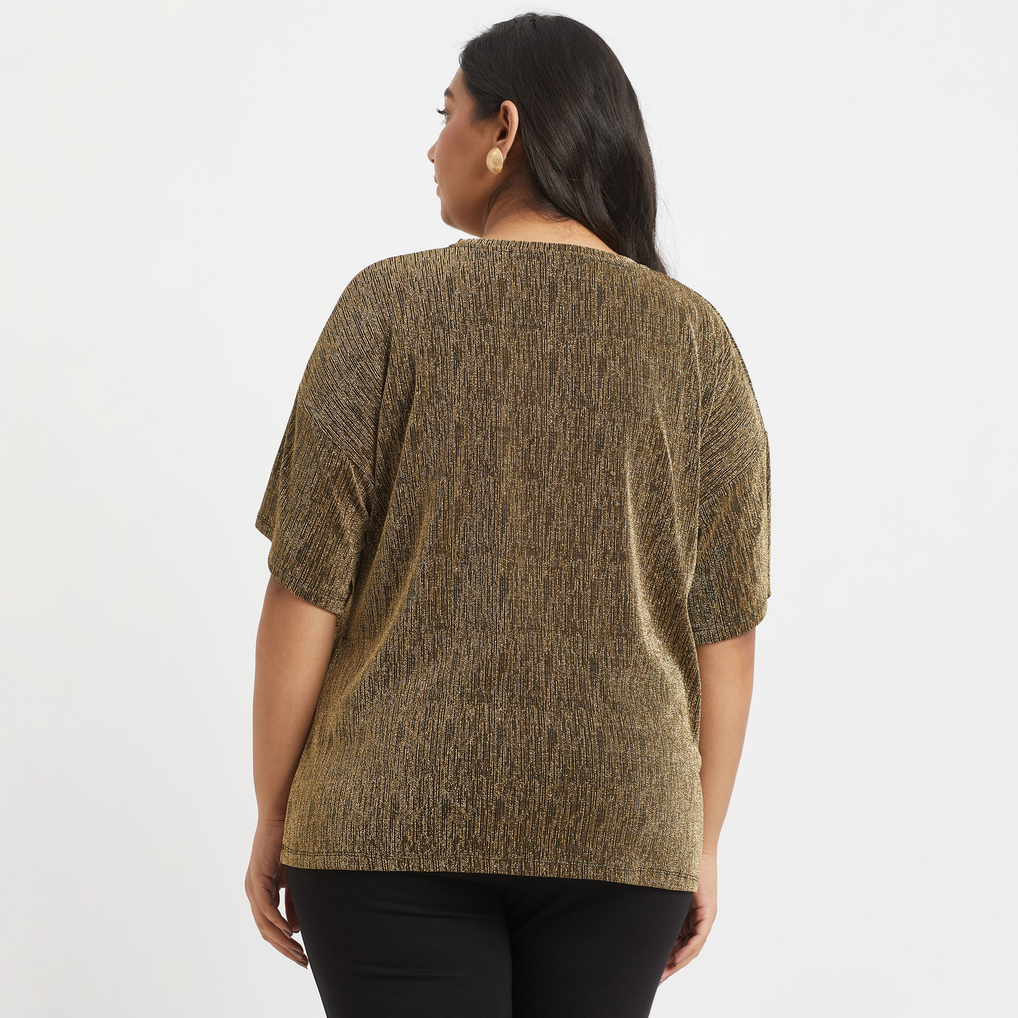 Plus Size Golden Lurex Top