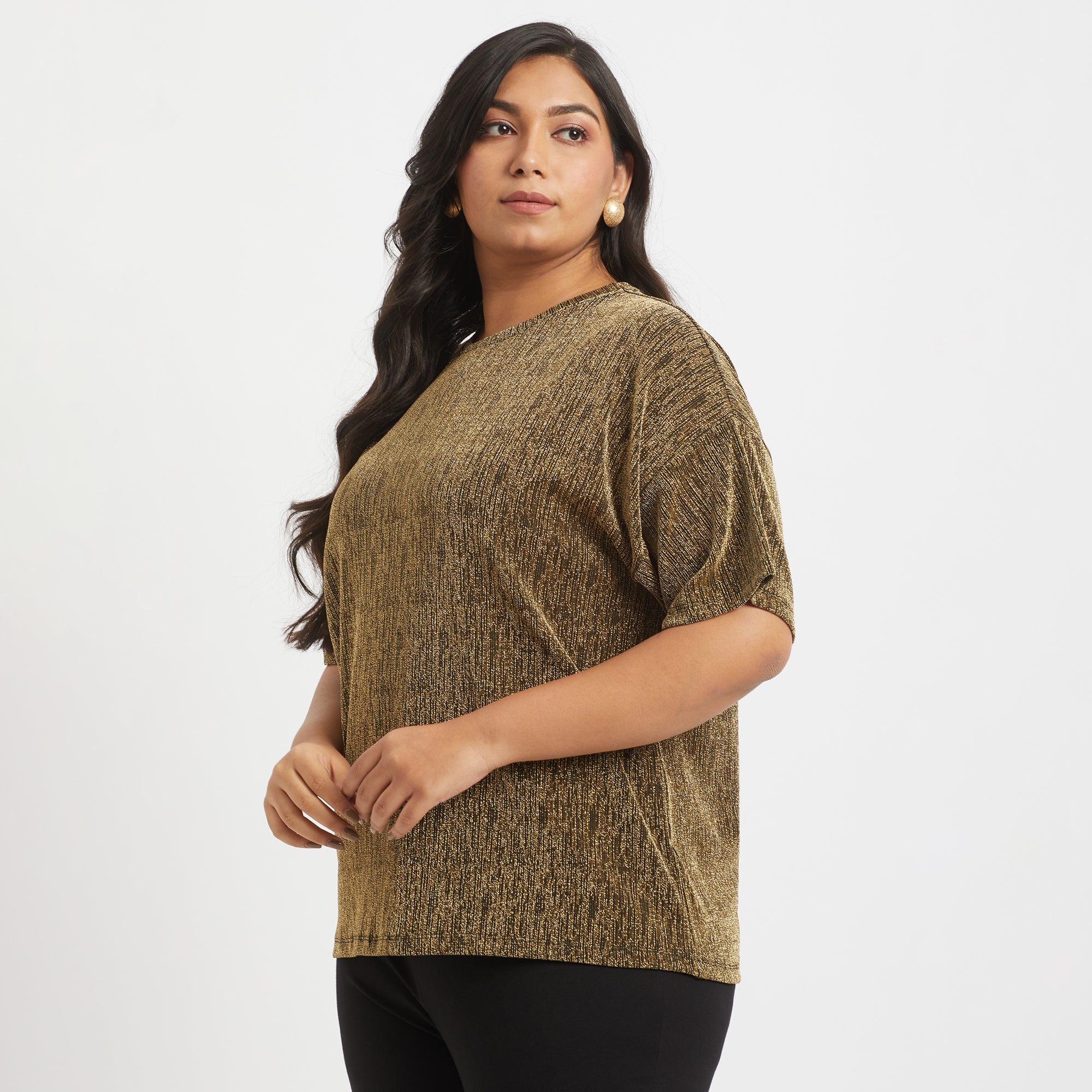 Plus Size Golden Lurex Top