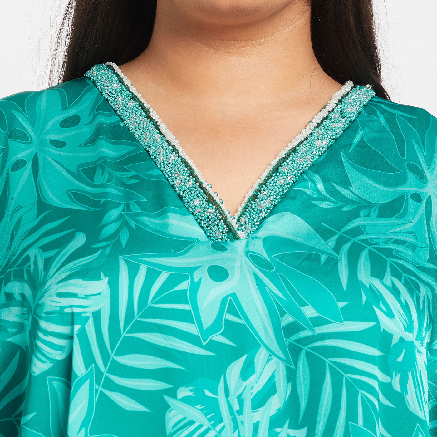 Festive Print Satin Kaftan
