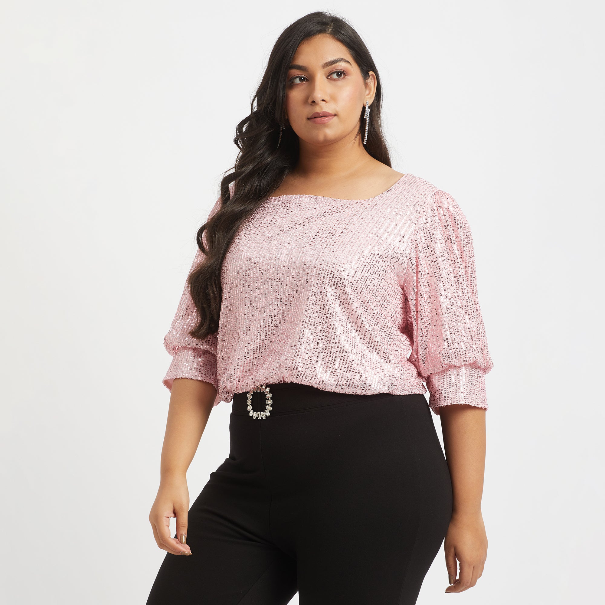 Plus Size Sequin Top