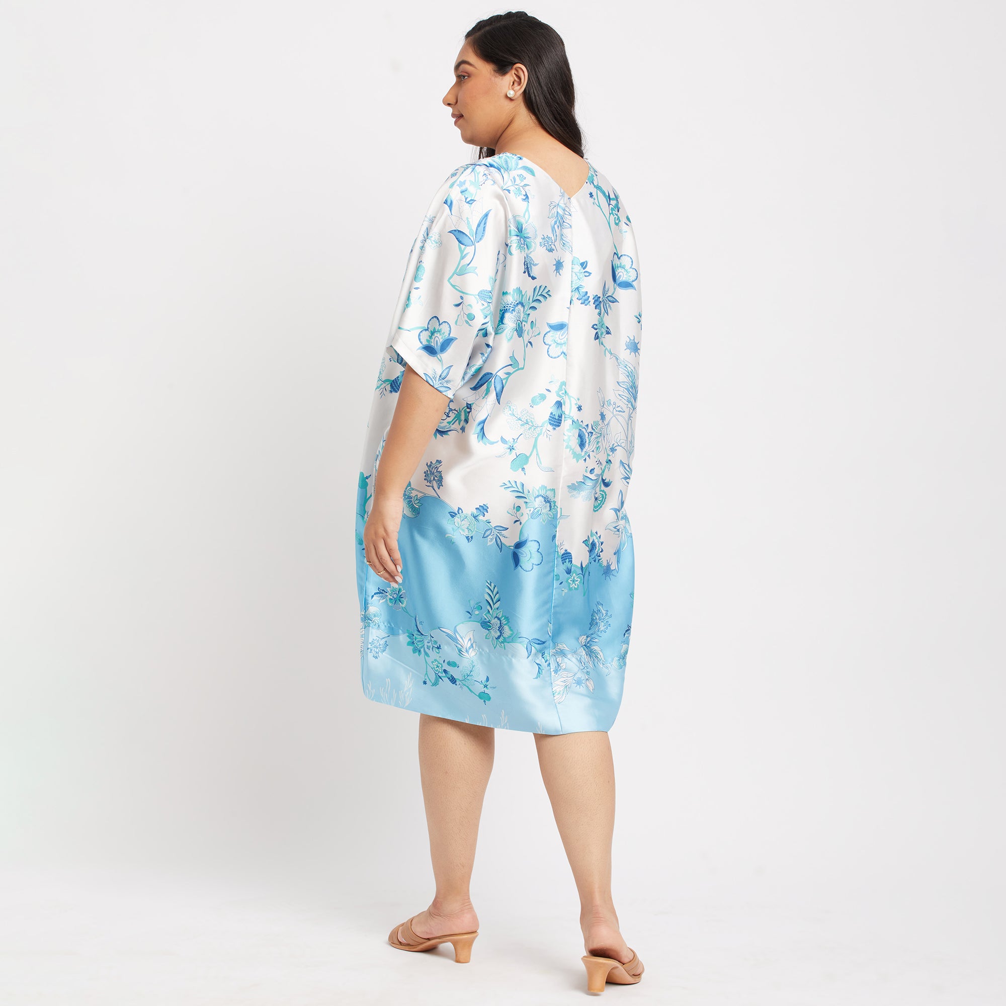 Blue Print Satin Kaftan