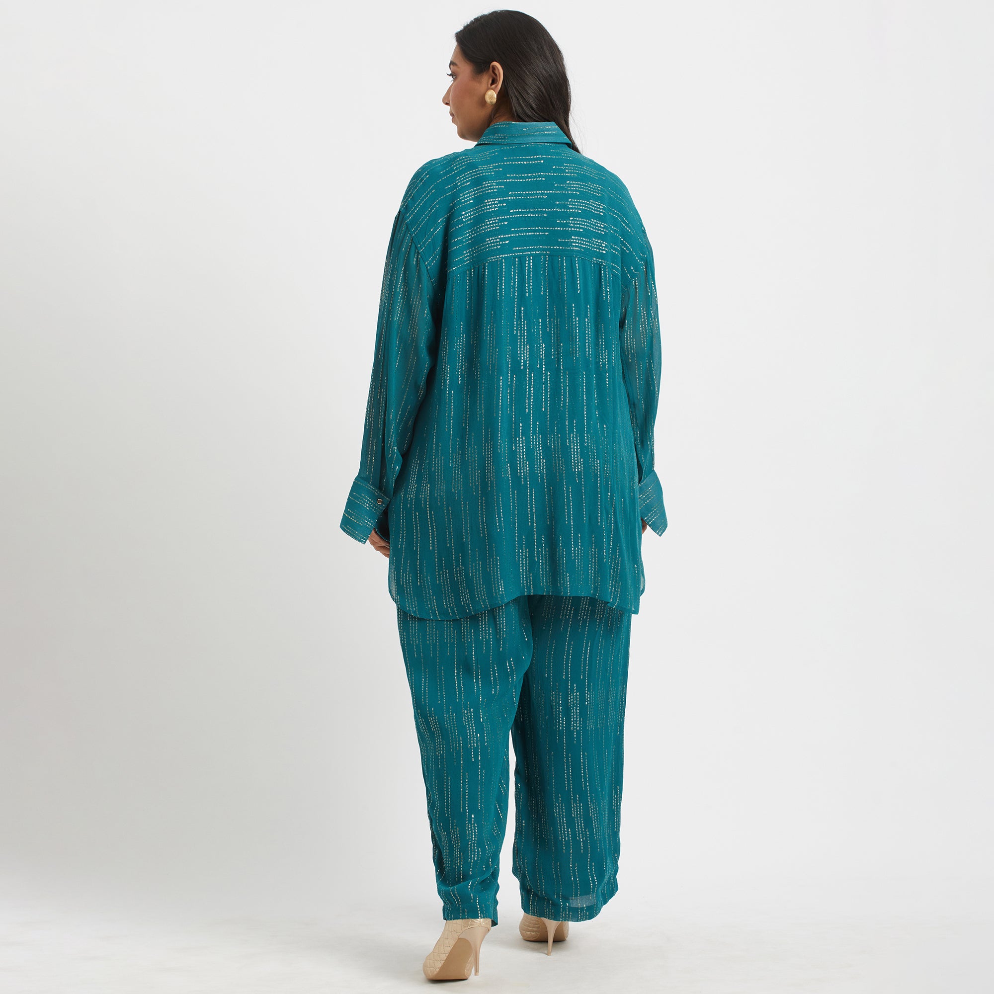 Teal Chiffon Co-Ord Set