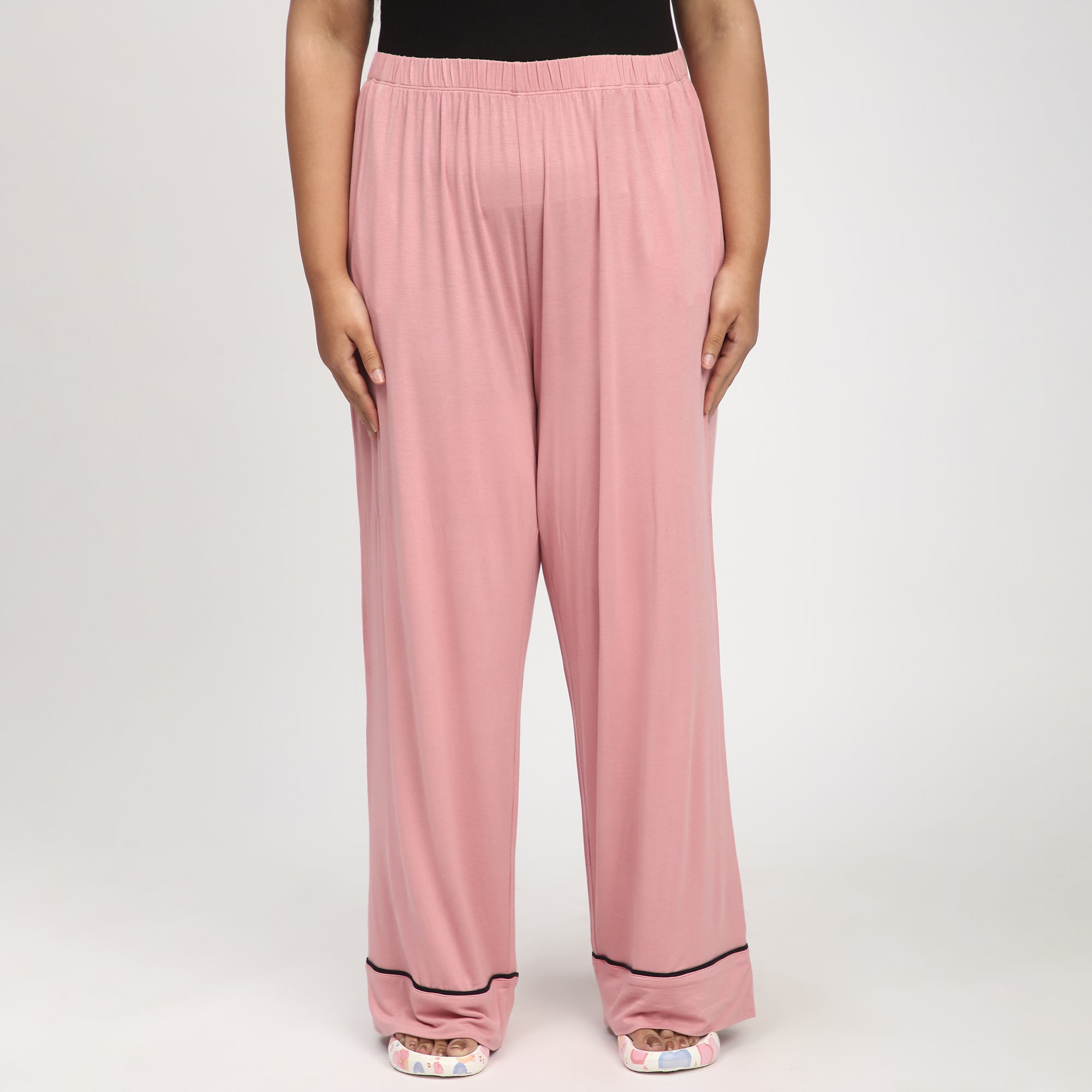 Blush Plus Size Viscose Knit PJ Set with Contrast Piping