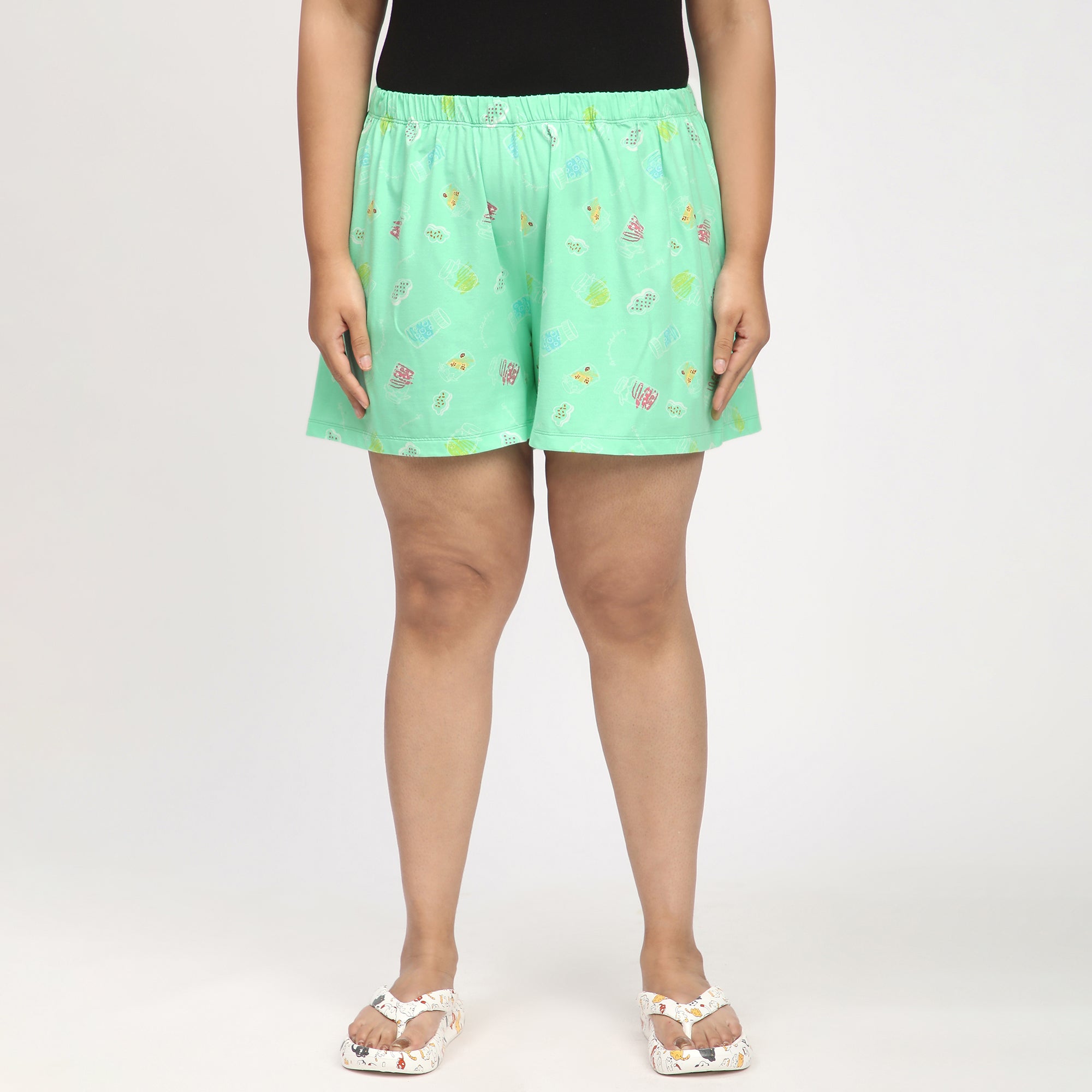 Green Printed Cotton Jersey Short Set