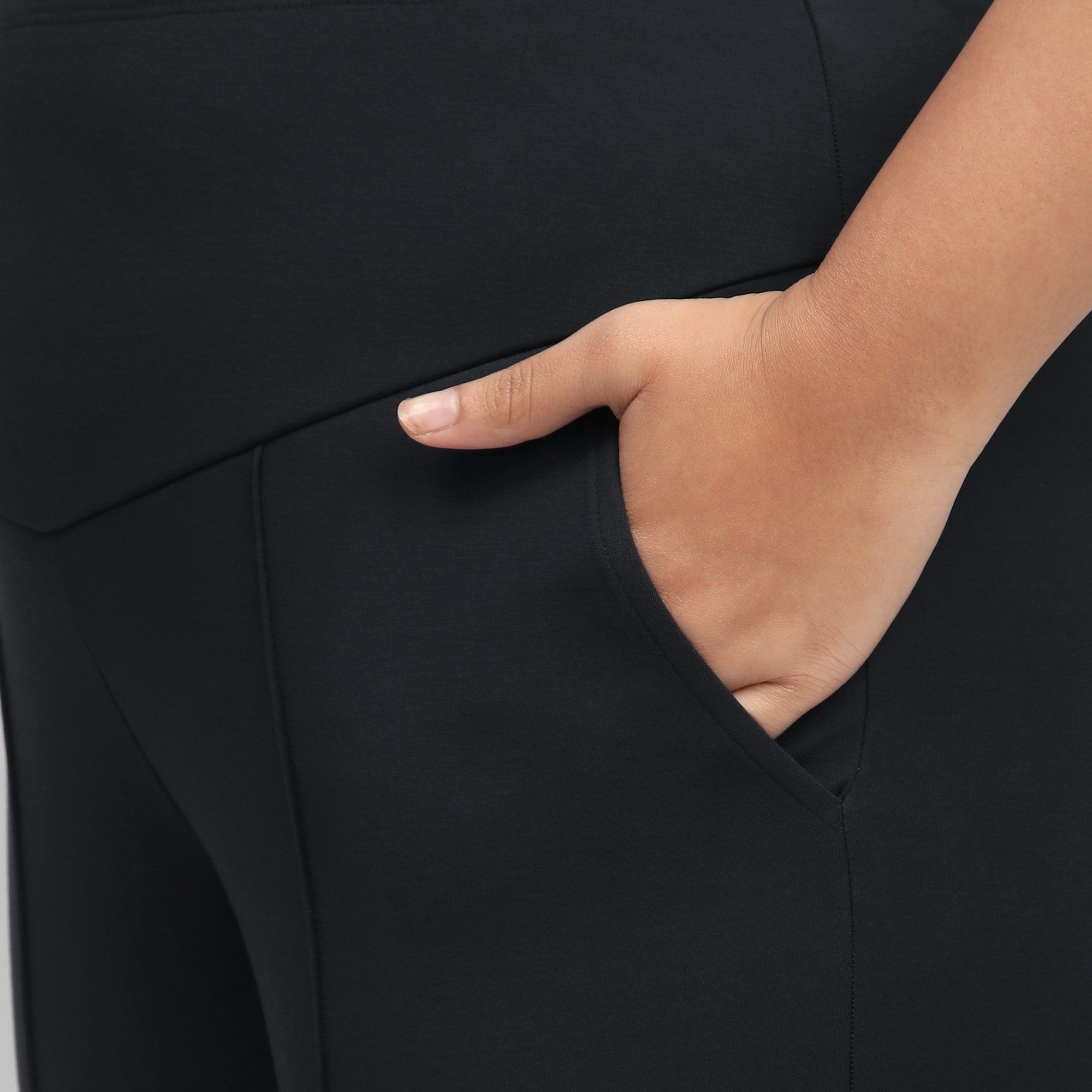 Black Plus Size 4-Way Stretch Tummy Tucker Pants