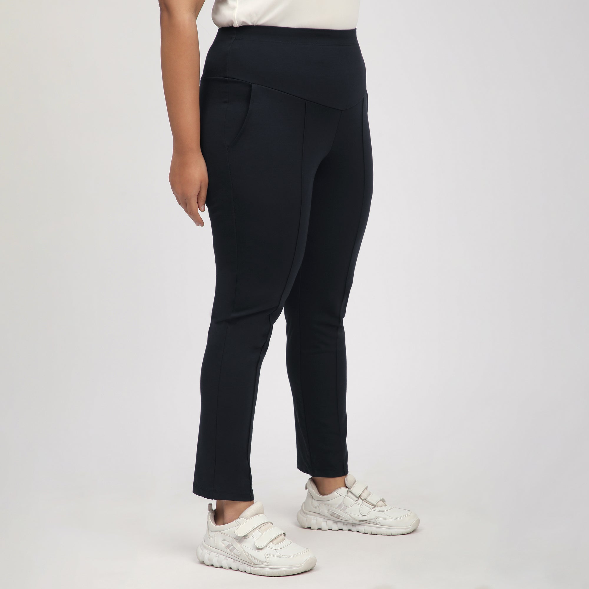 Black Plus Size 4-Way Stretch Tummy Tucker Pants