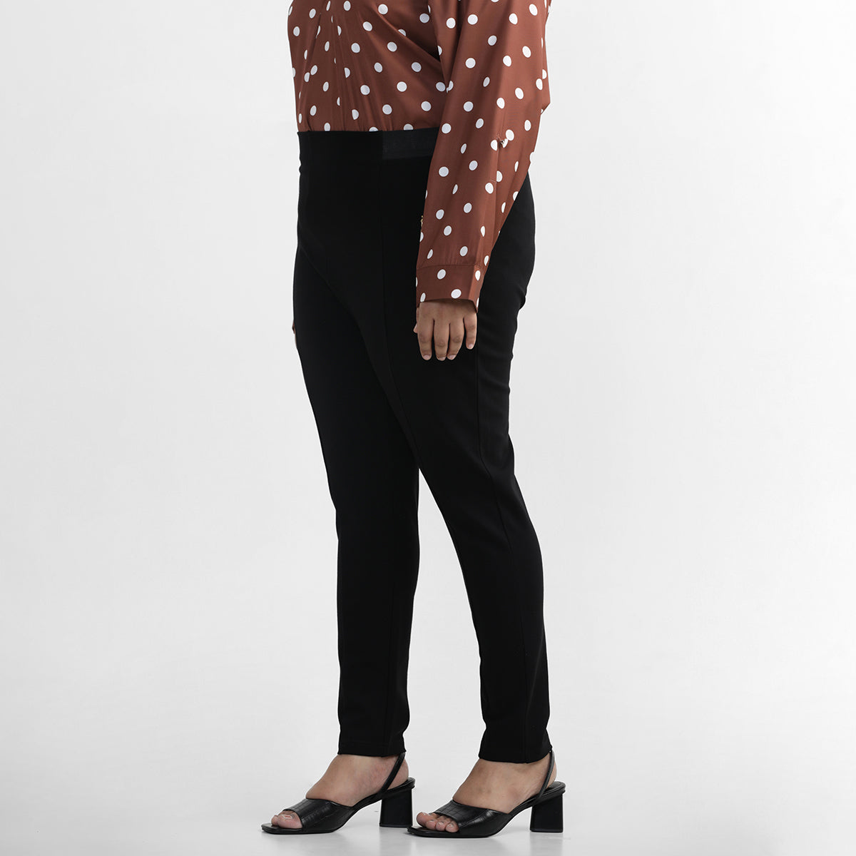 Black Zipper Detail Tailored Trousers