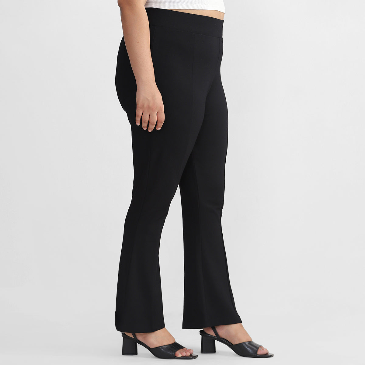 Simple Black Flare Pants For Plus Size Women