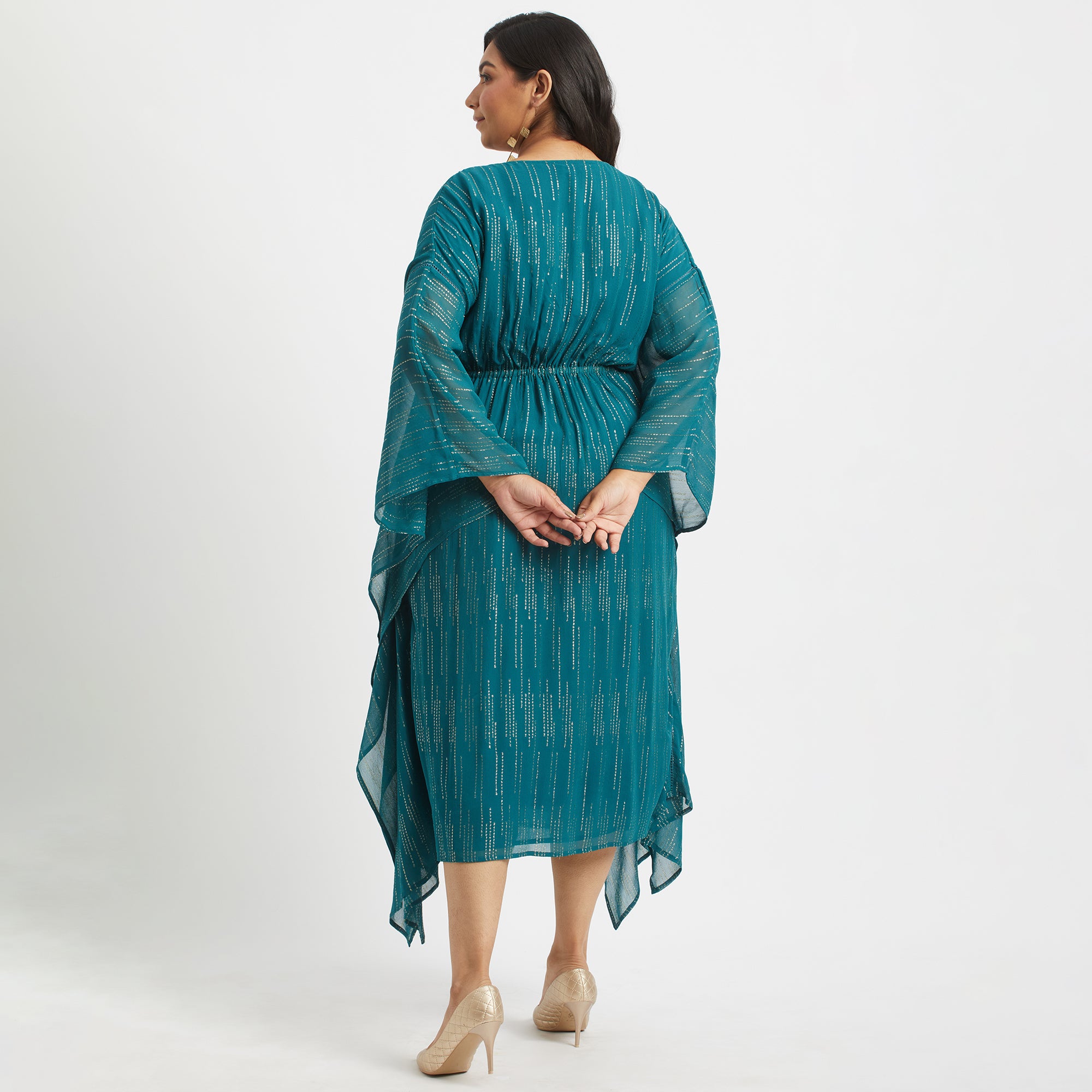Blue Lurex Dot Kaftan For Plus Size Women