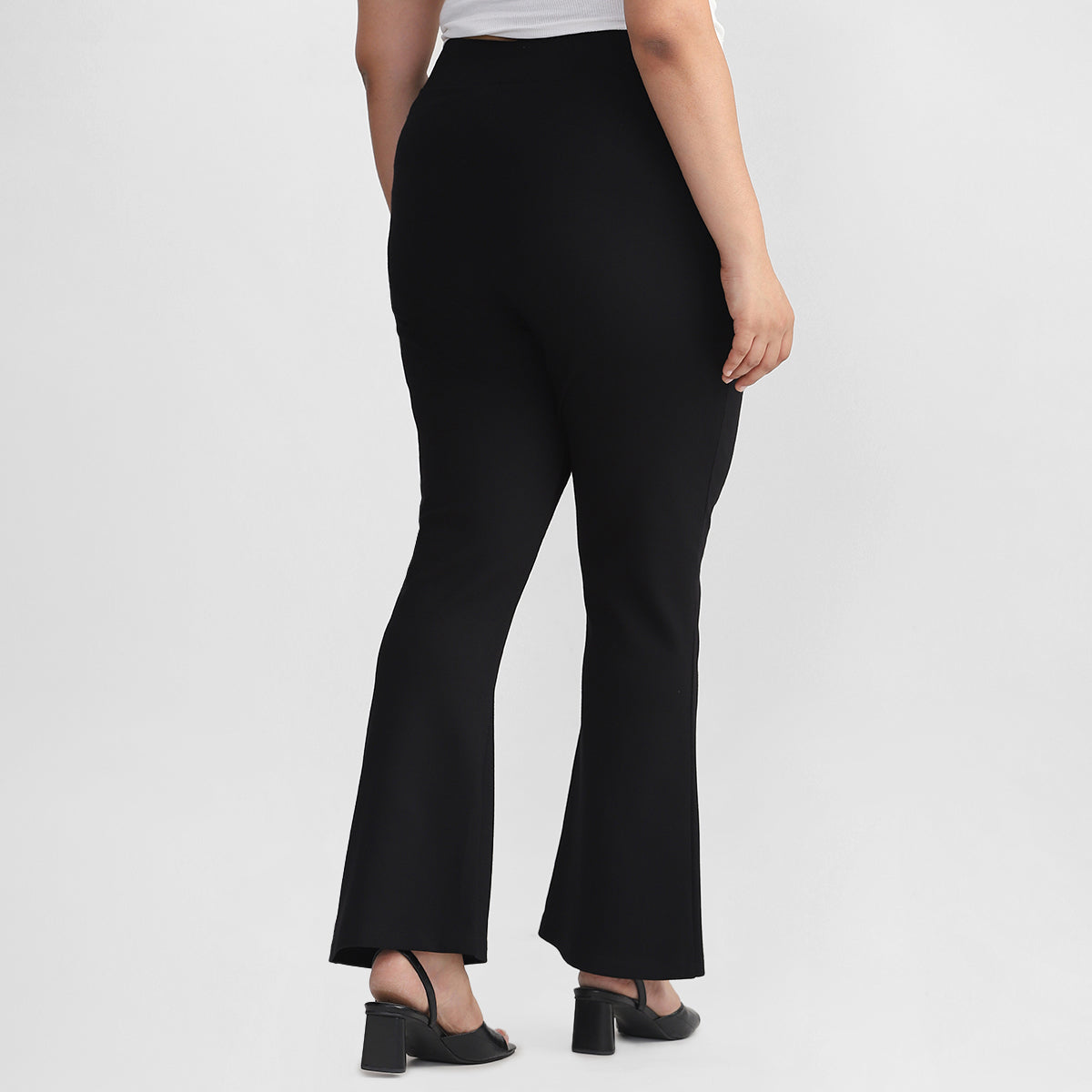 Simple Black Flare Pants For Plus Size Women