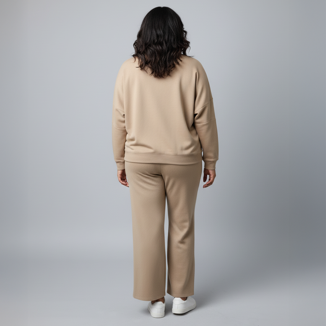 Beige Scuba Oversized Sweatshirt with Print