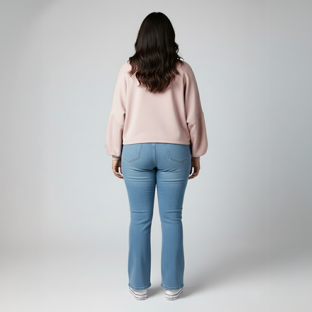 Pink Scuba Oversized Sweatshirt with Embroidery