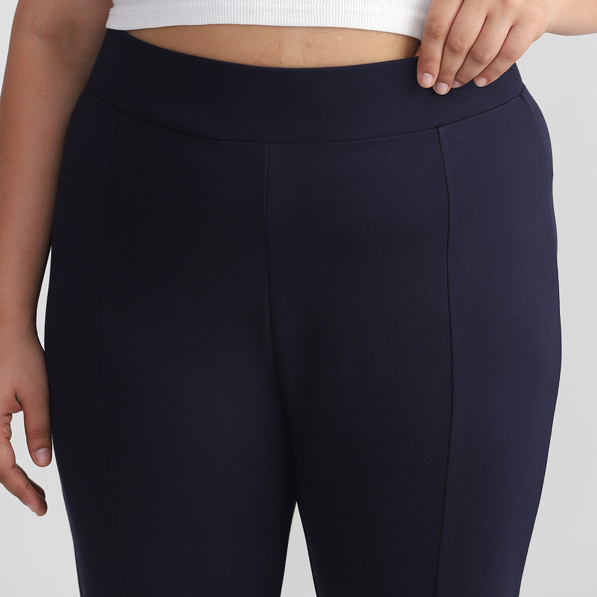 Navy Blue Flare Pants For Plus Size Women