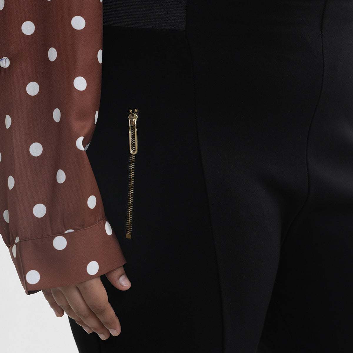 Black Zipper Detail Tailored Trousers