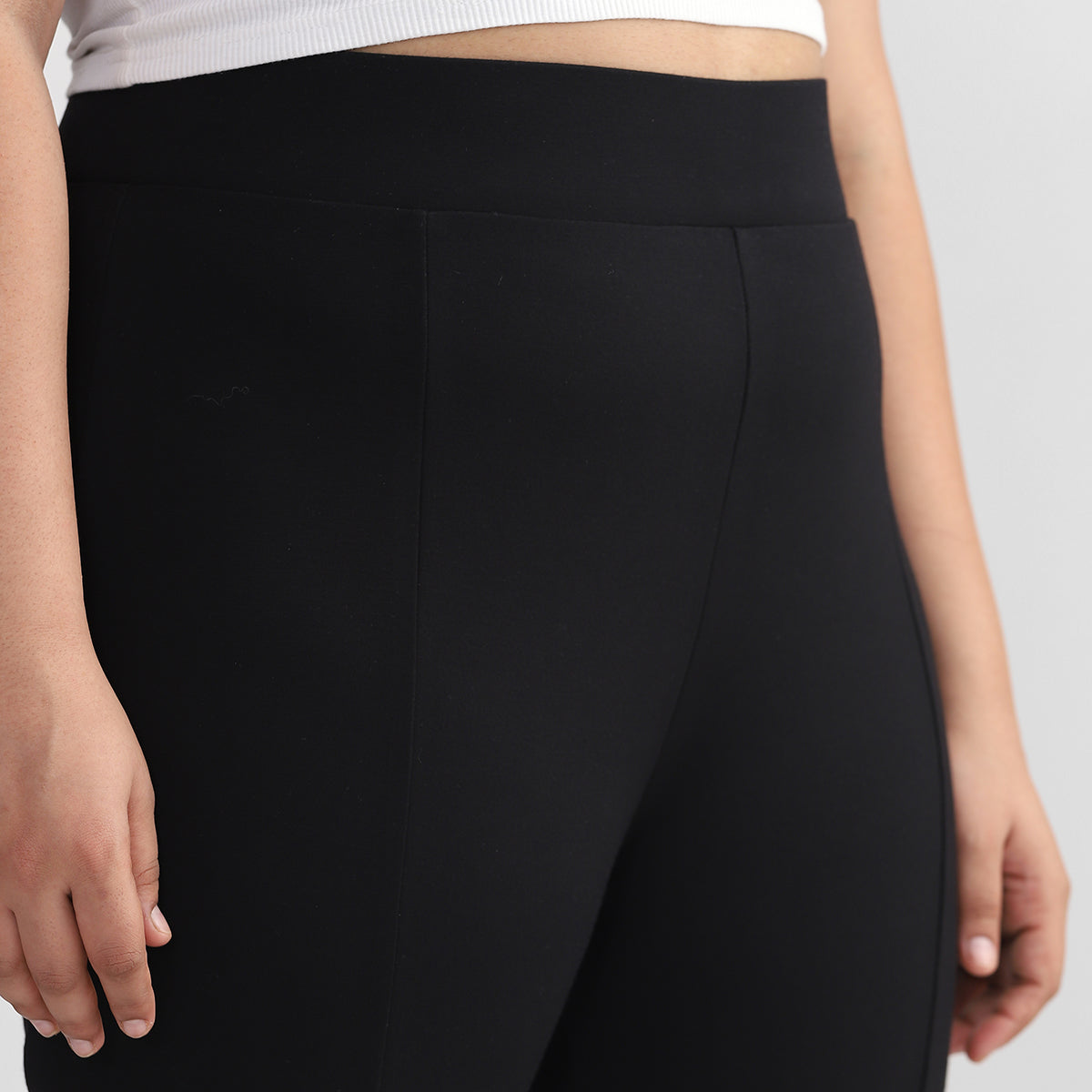 Simple Black Flare Pants For Plus Size Women