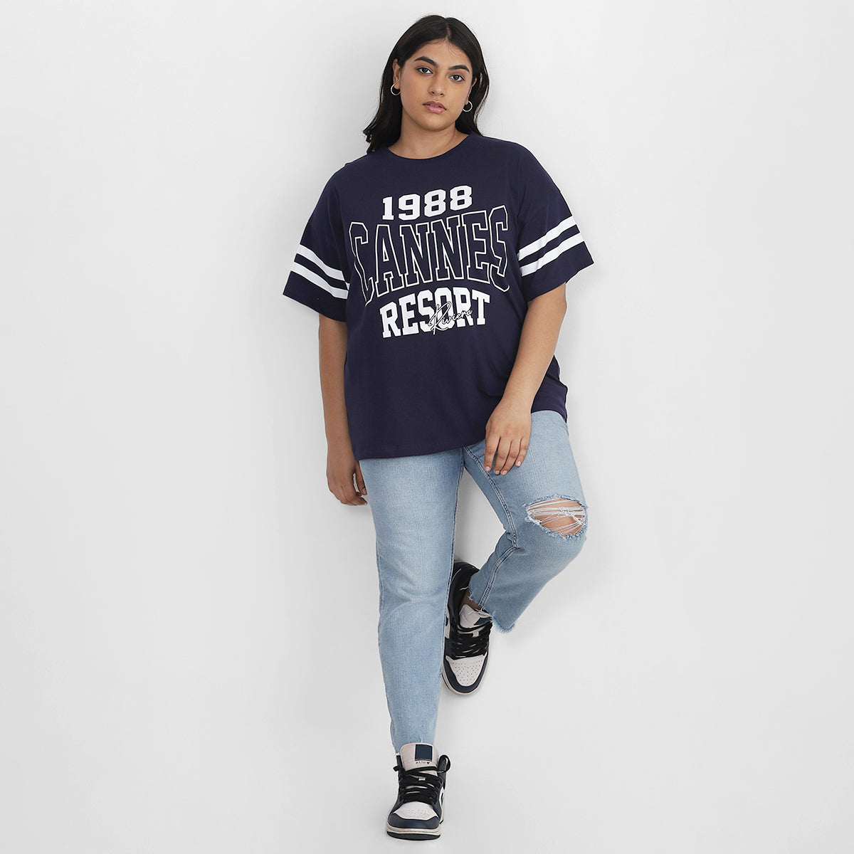 Cannes Navy T-shirt For Plus Size Women