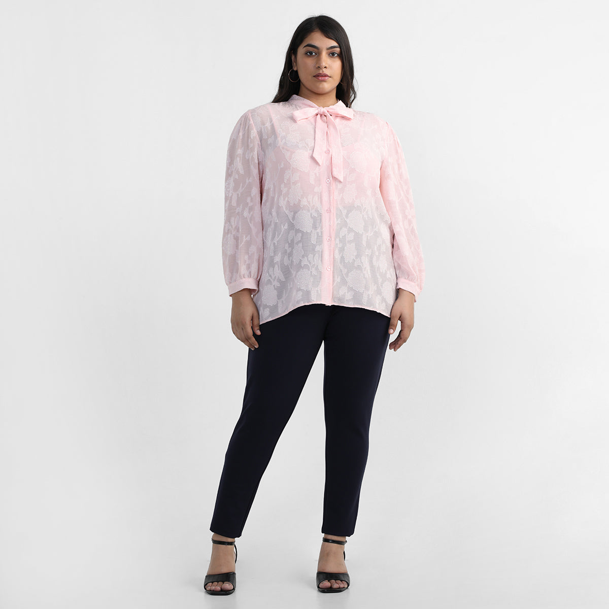 Navy Pearl Embellished Tailored Trousers