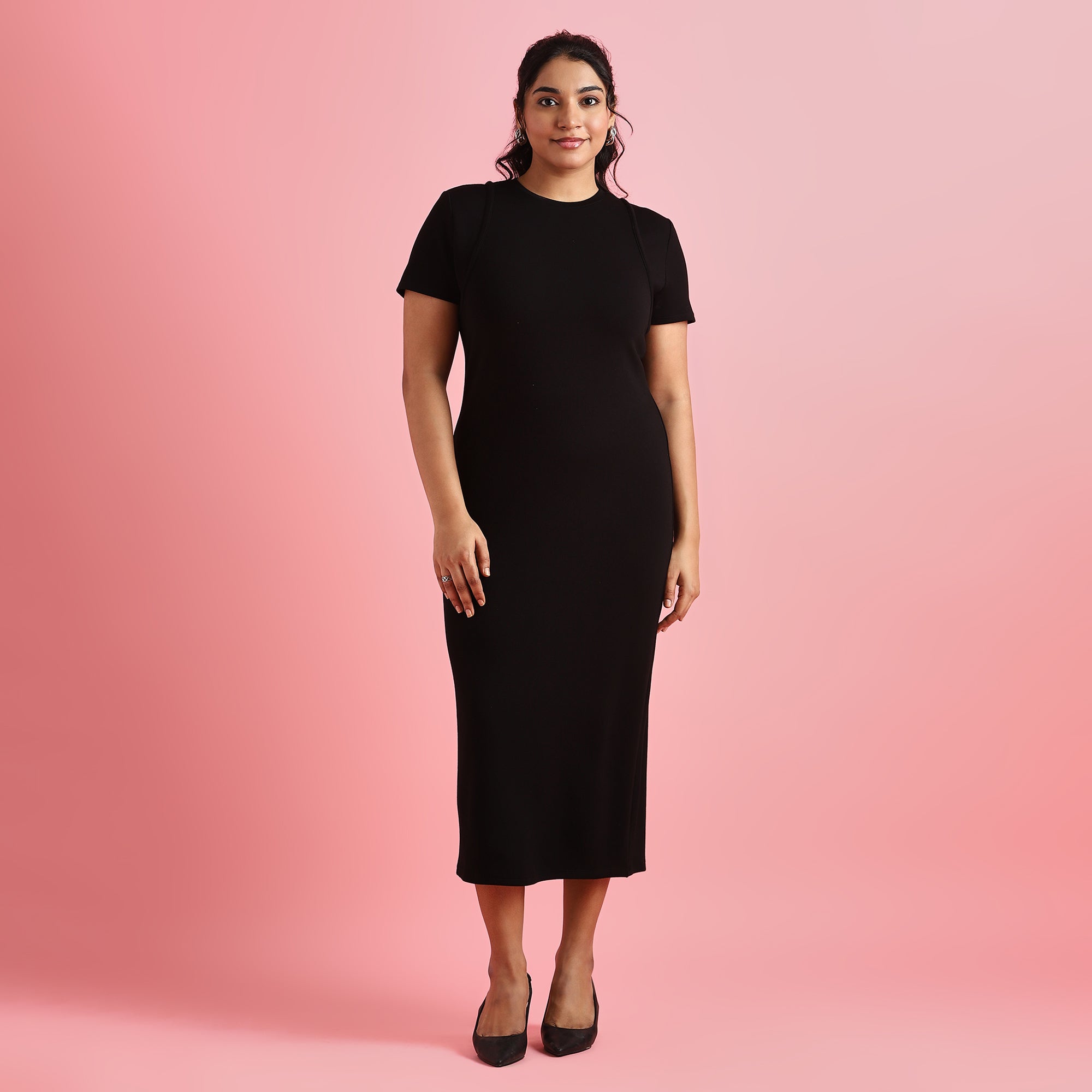Black Bodycon Scuba Maxi Dress