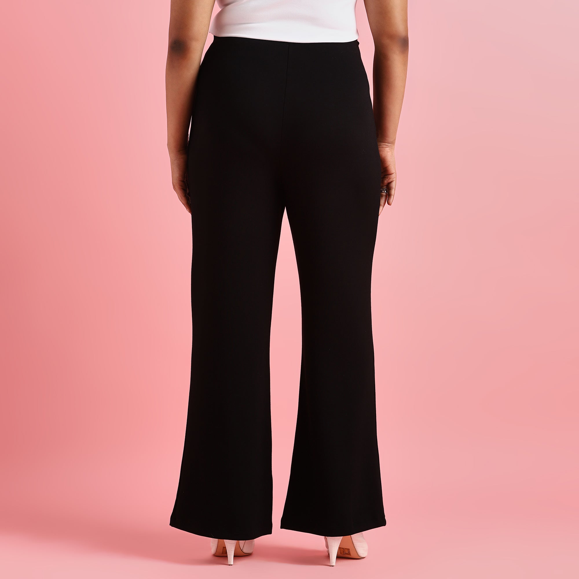 Black Knot Detail Scuba Flare Pants