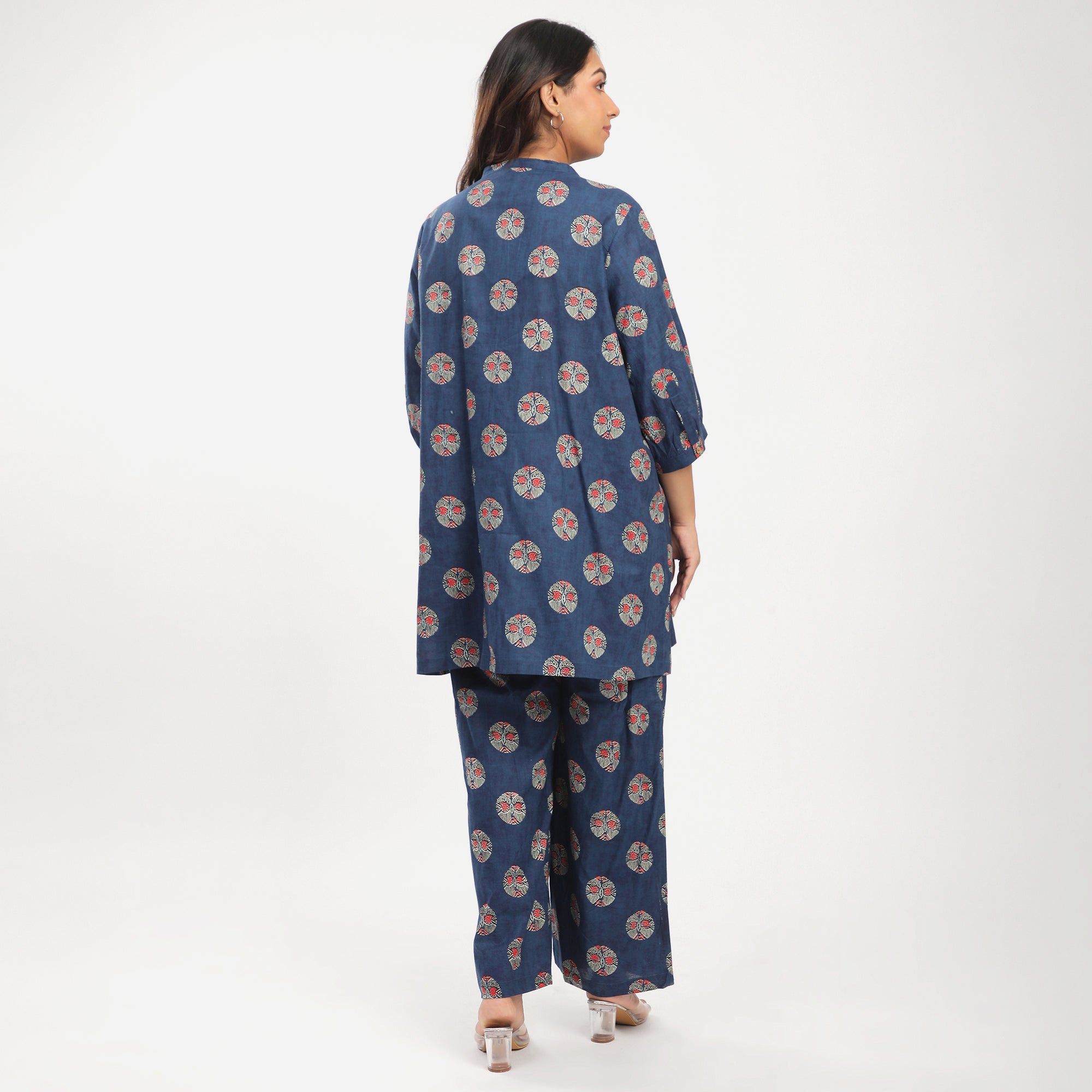 Royal Blue Cotton Tribal Print Co-ord Set