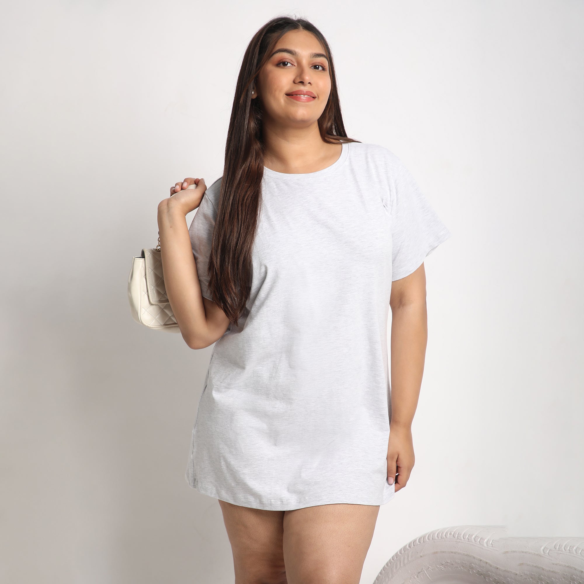 Grey Cotton Jersey Essential T-shirt Dress