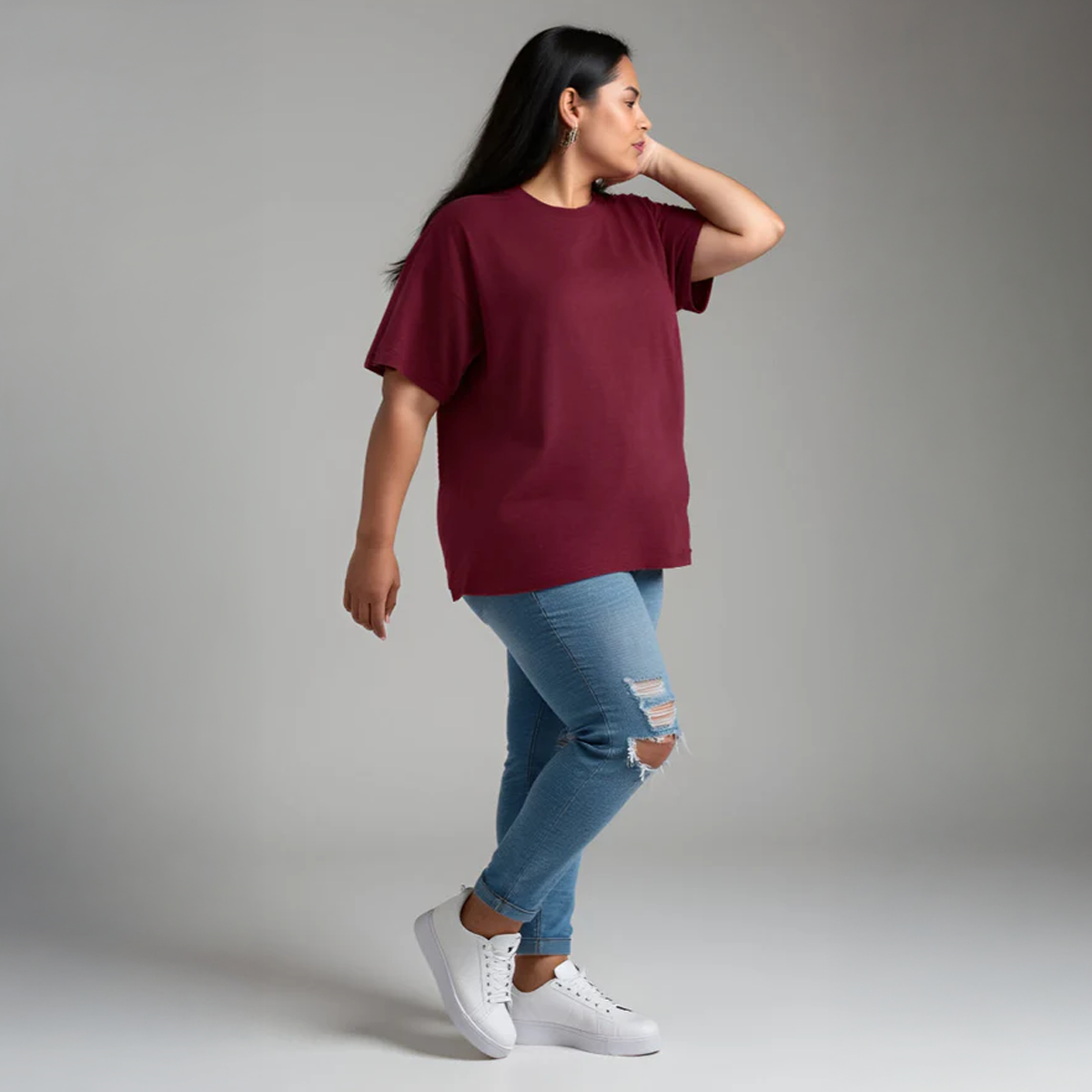 Maroon Drop Shoulder T-shirt