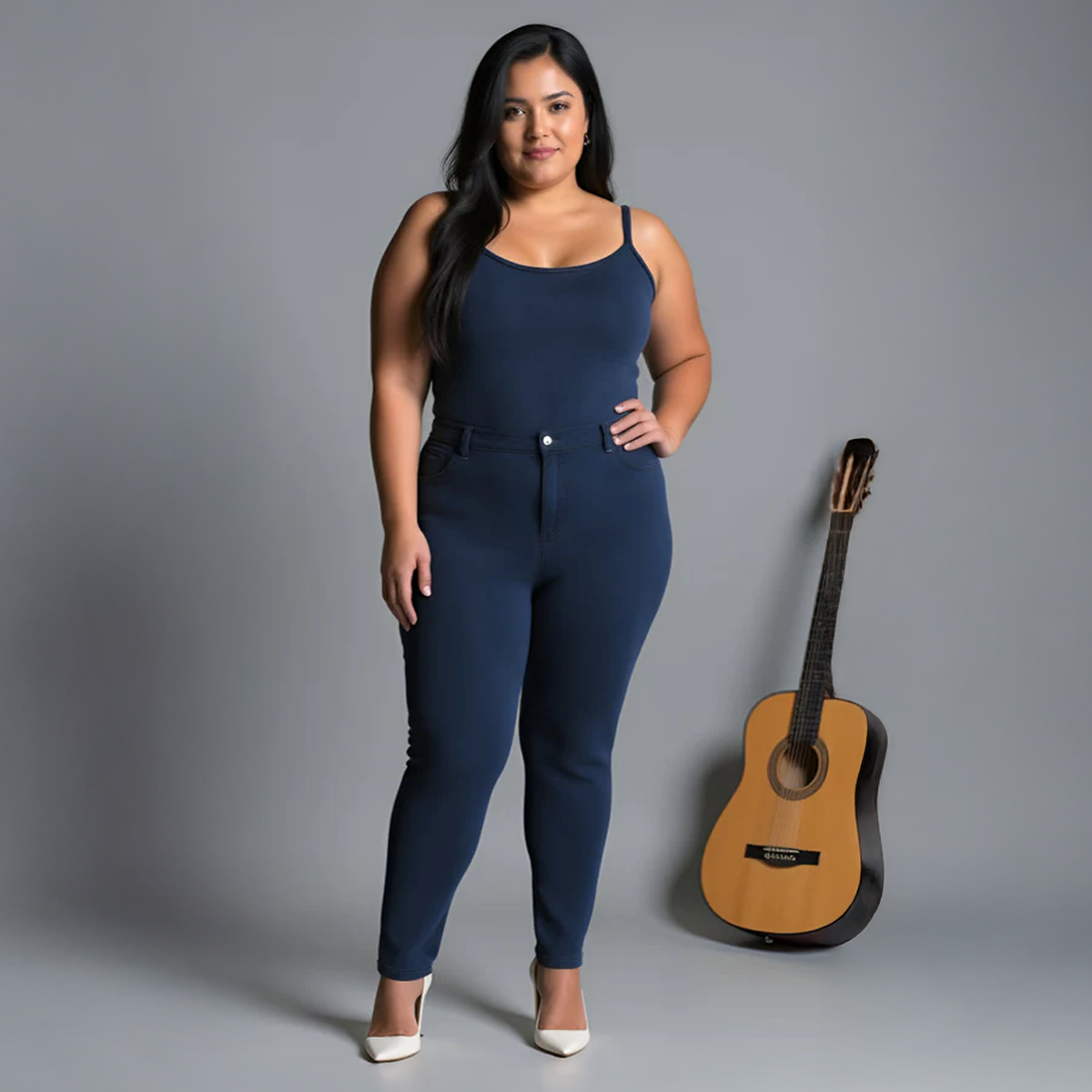 Navy Blue Plus Size Knit Camisole