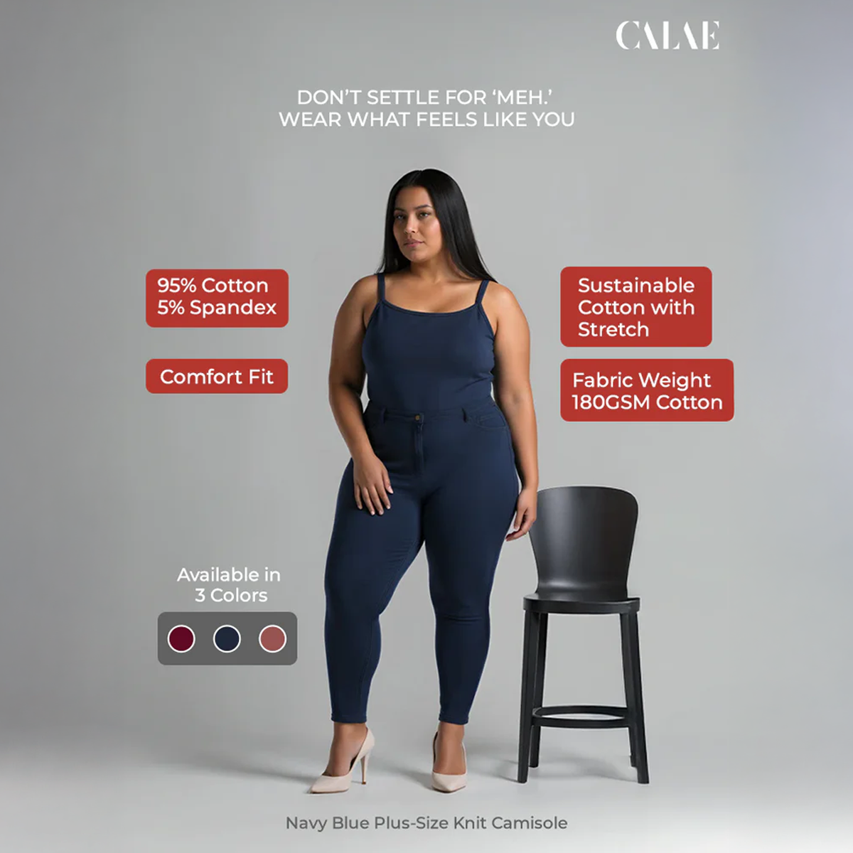 Navy Blue Plus Size Knit Camisole