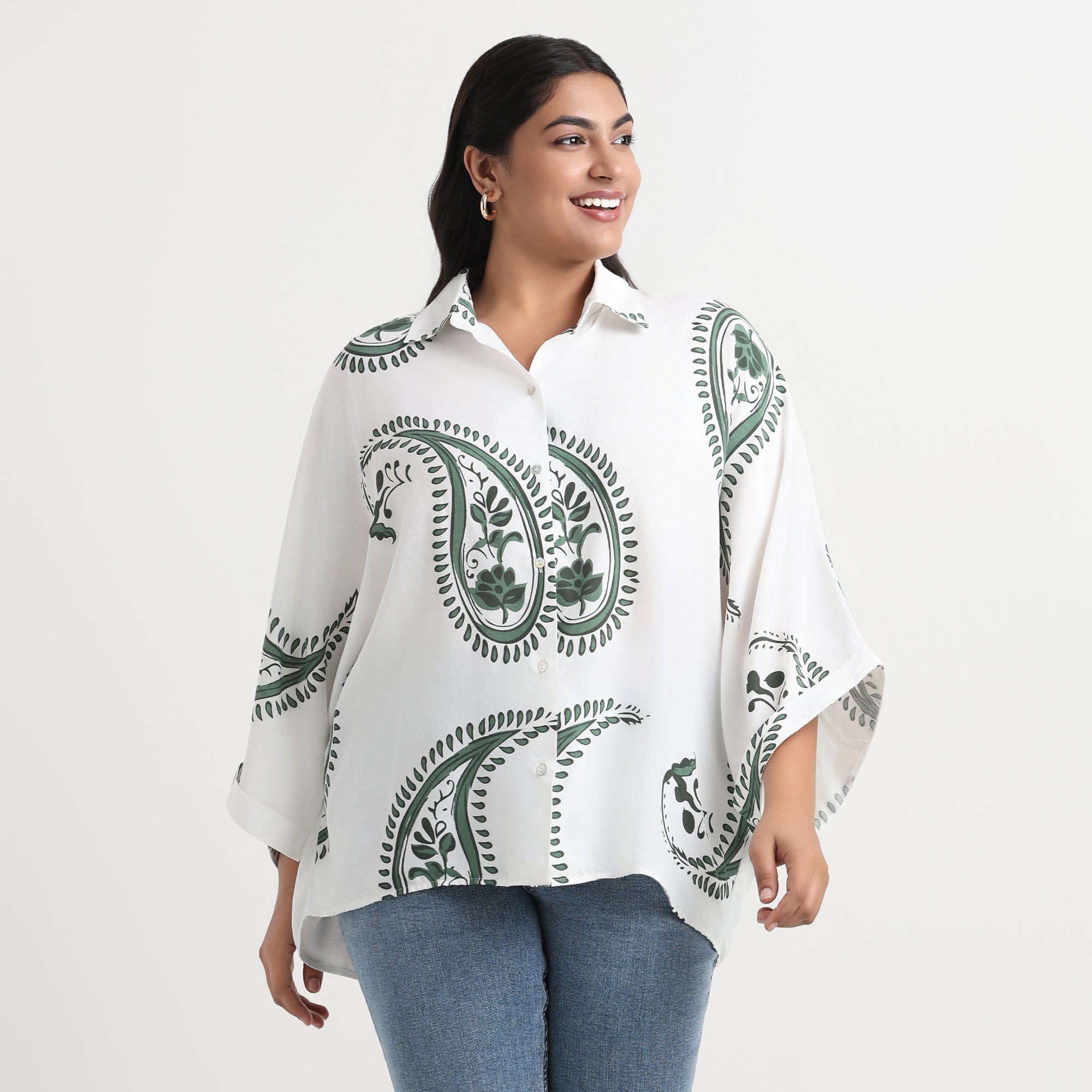 Paisley print shirt in soft fabric, plus size