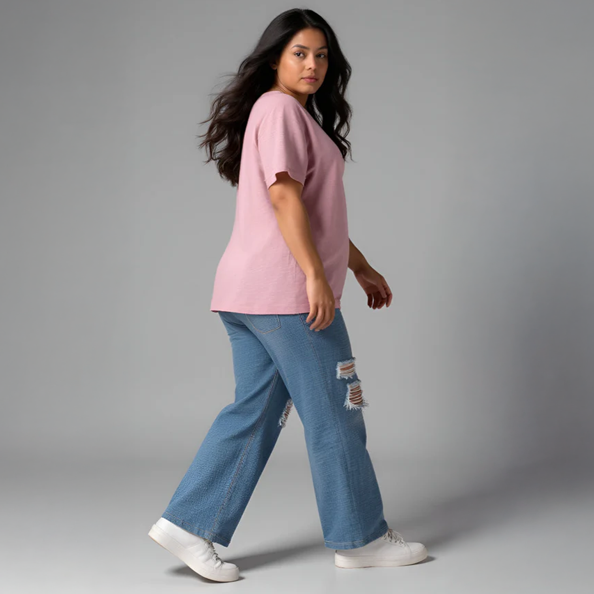 Salmon Pink Drop Shoulder T-shirt