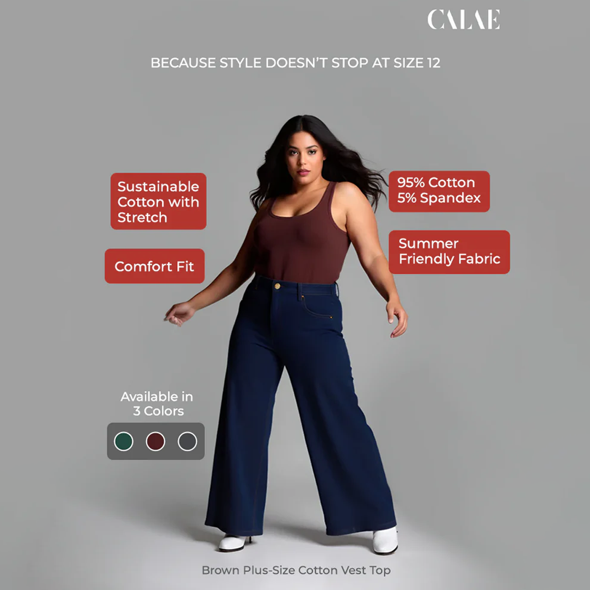 Brown Plus Size Cotton Vest Top