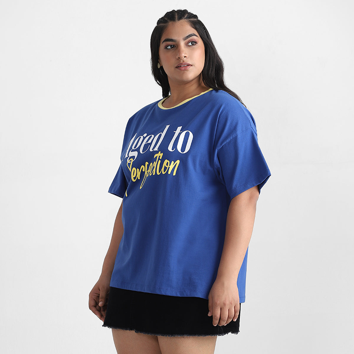 Royal Blue Contrast Chest Print Cotton Tee