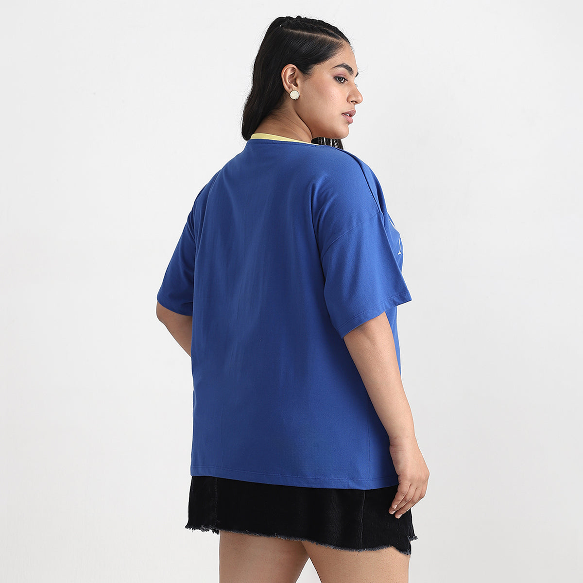 Royal Blue Contrast Chest Print Cotton Tee