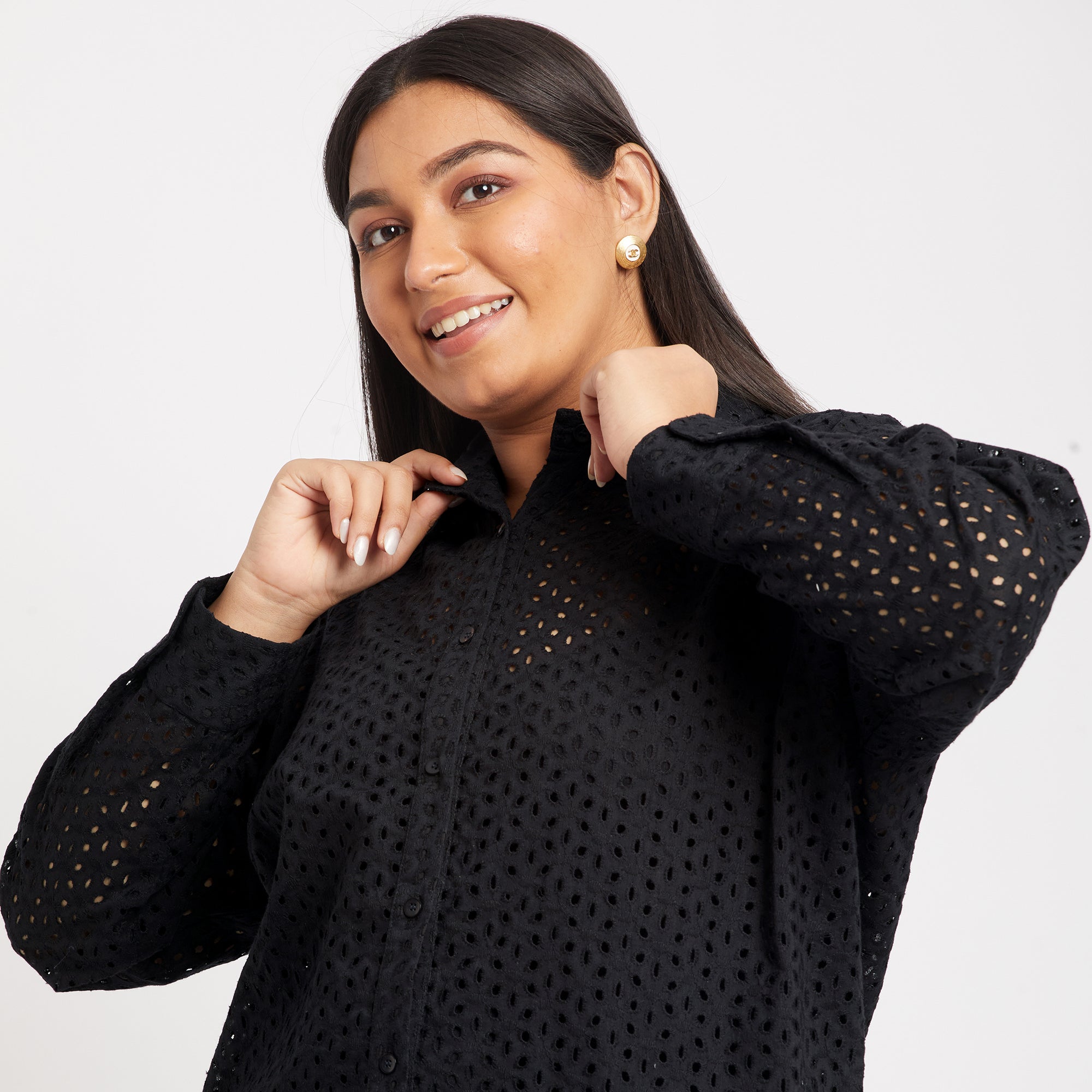 Black Cotton Schiffli Co-ord