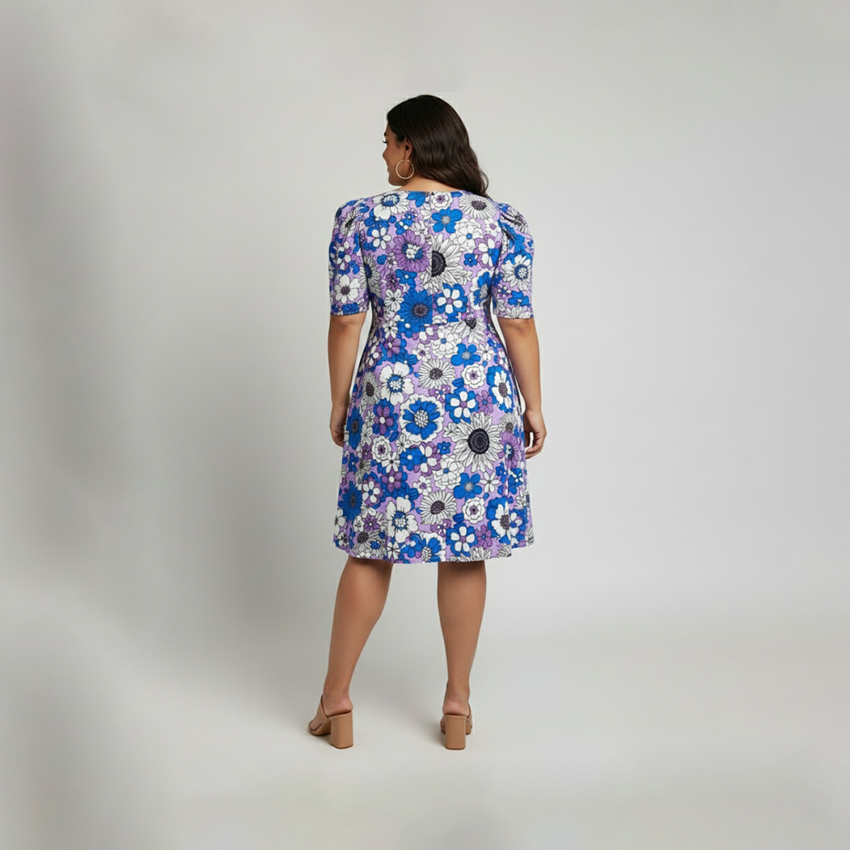 Lilac Floral Knit Short Sleeve Dress