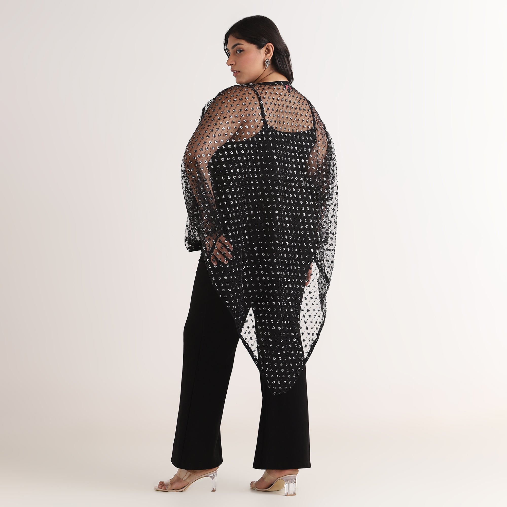 Black Sequin Kaftan Top