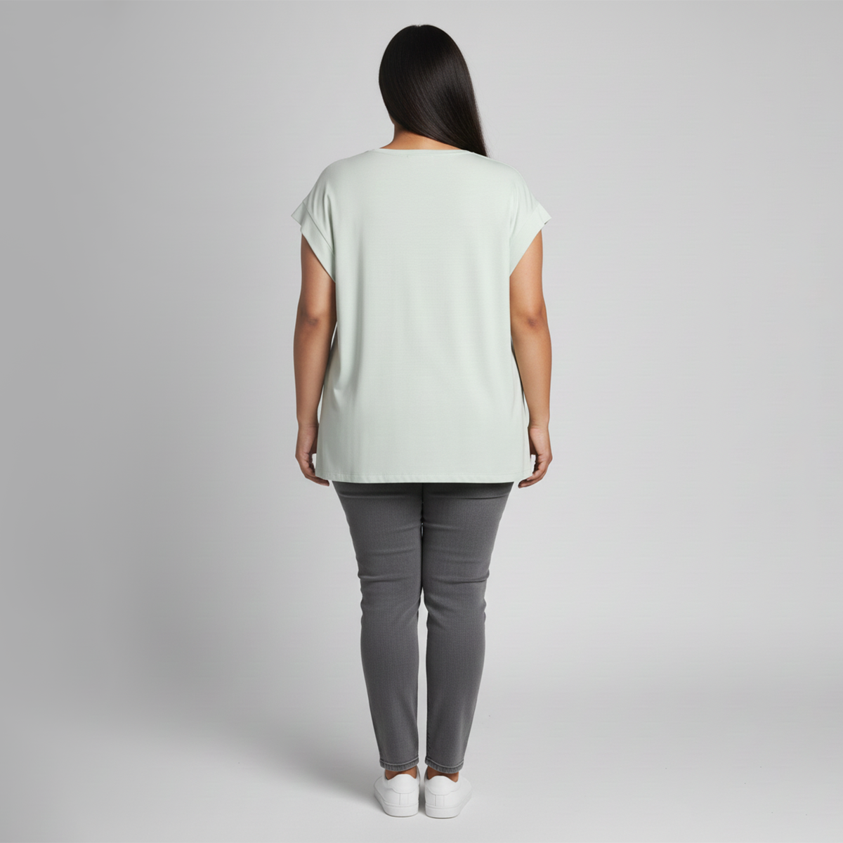 Pastel Green Viscose Lycra Cap Sleeve Solid T-Shirt