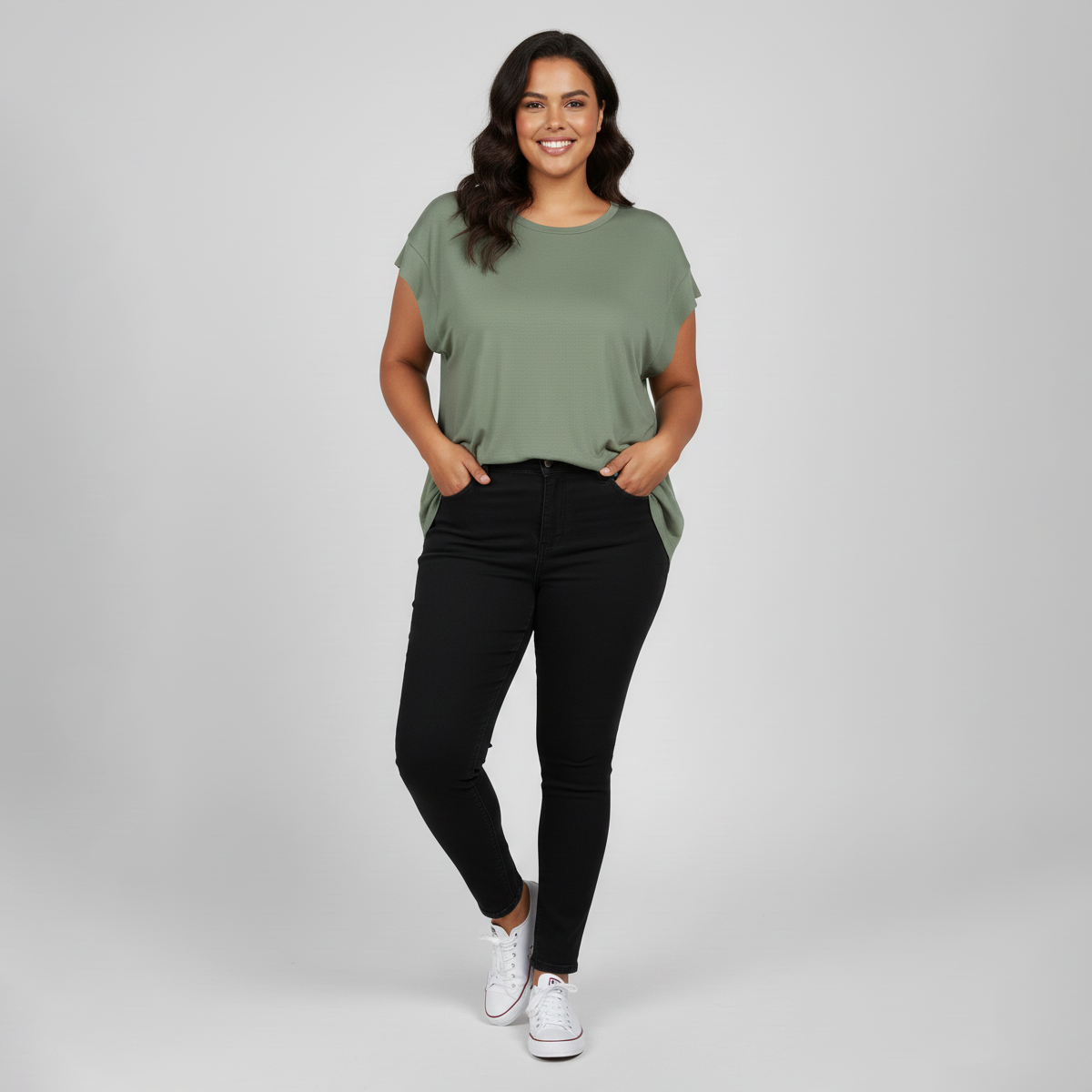 Sage Green Everyday Cap-Sleeve Oversized T-Shirt