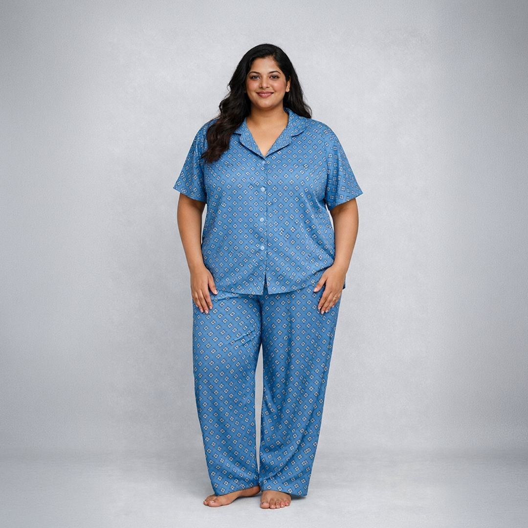 Geometric Print Short Sleeve PJ Set