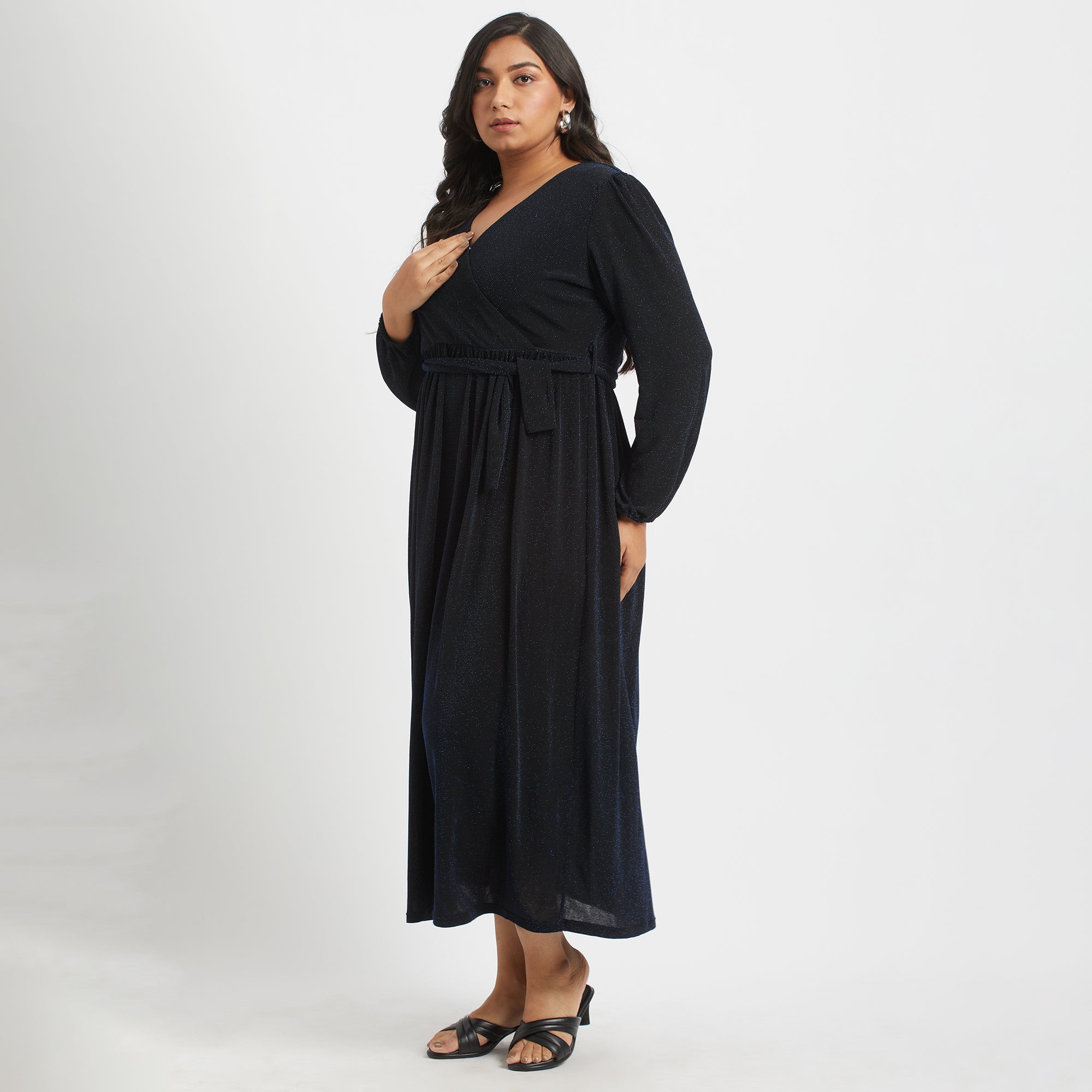 Plus Size Lurex Maxi Wrap Dress