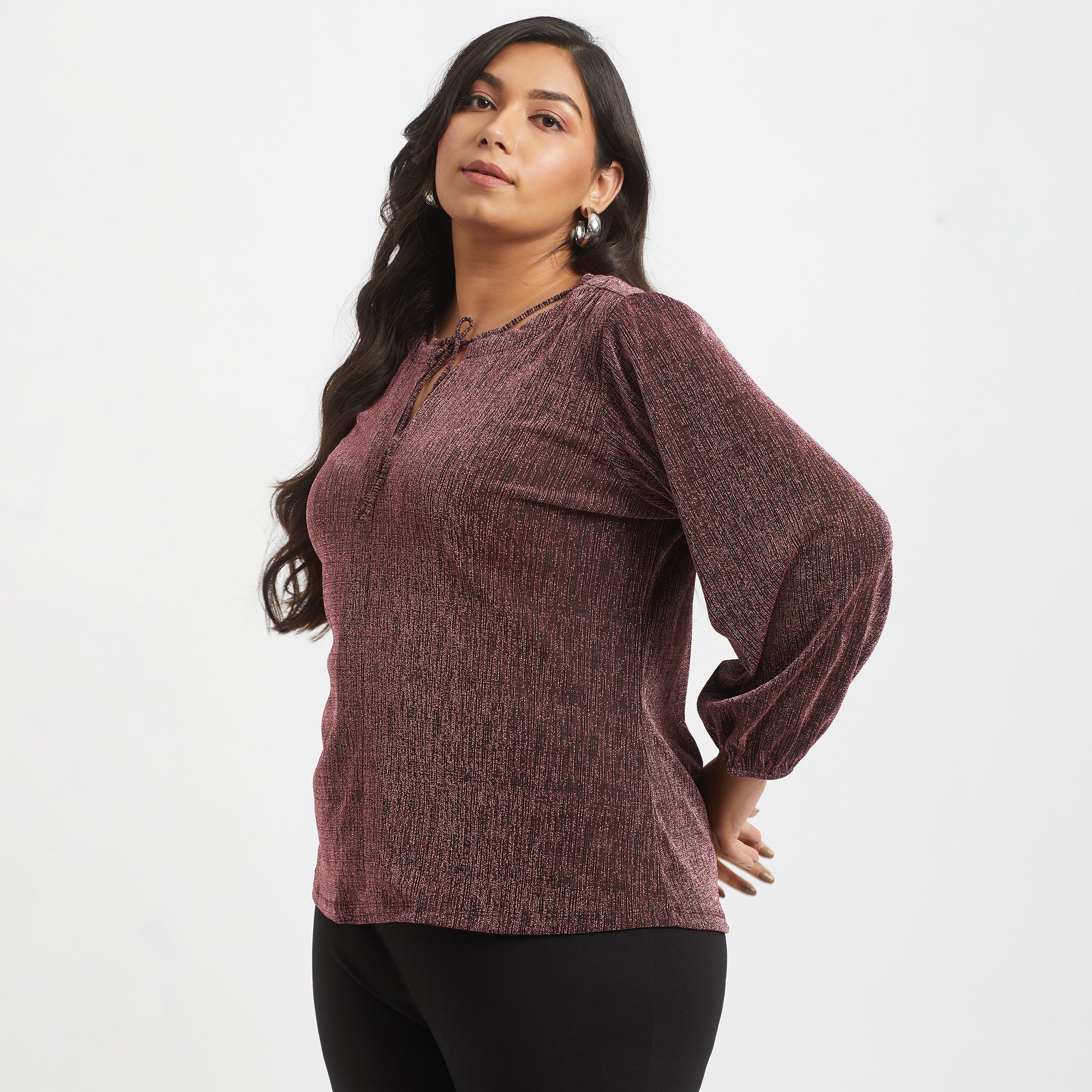 Plus Size Neck Tie-up Top
