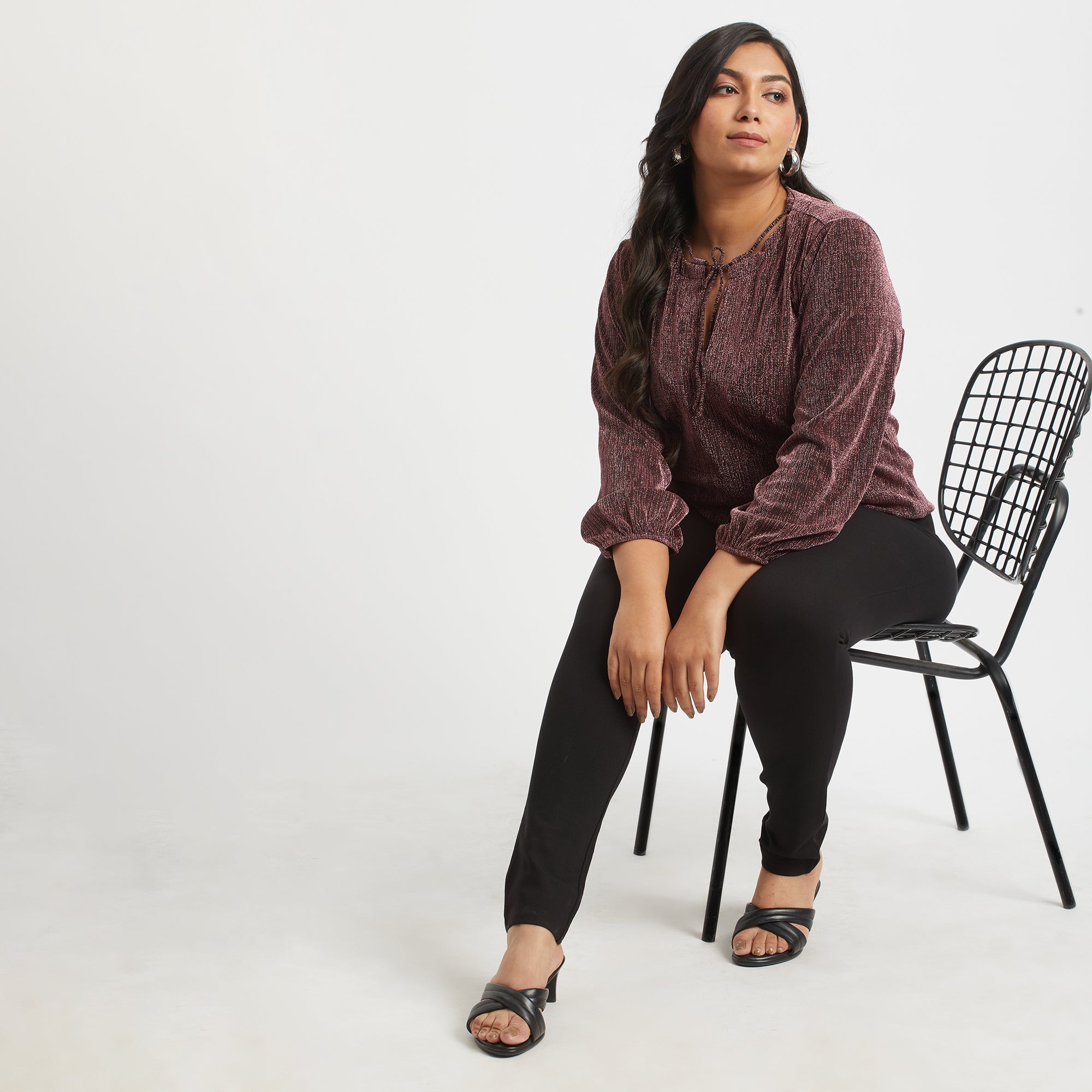 Plus Size Neck Tie-up Top