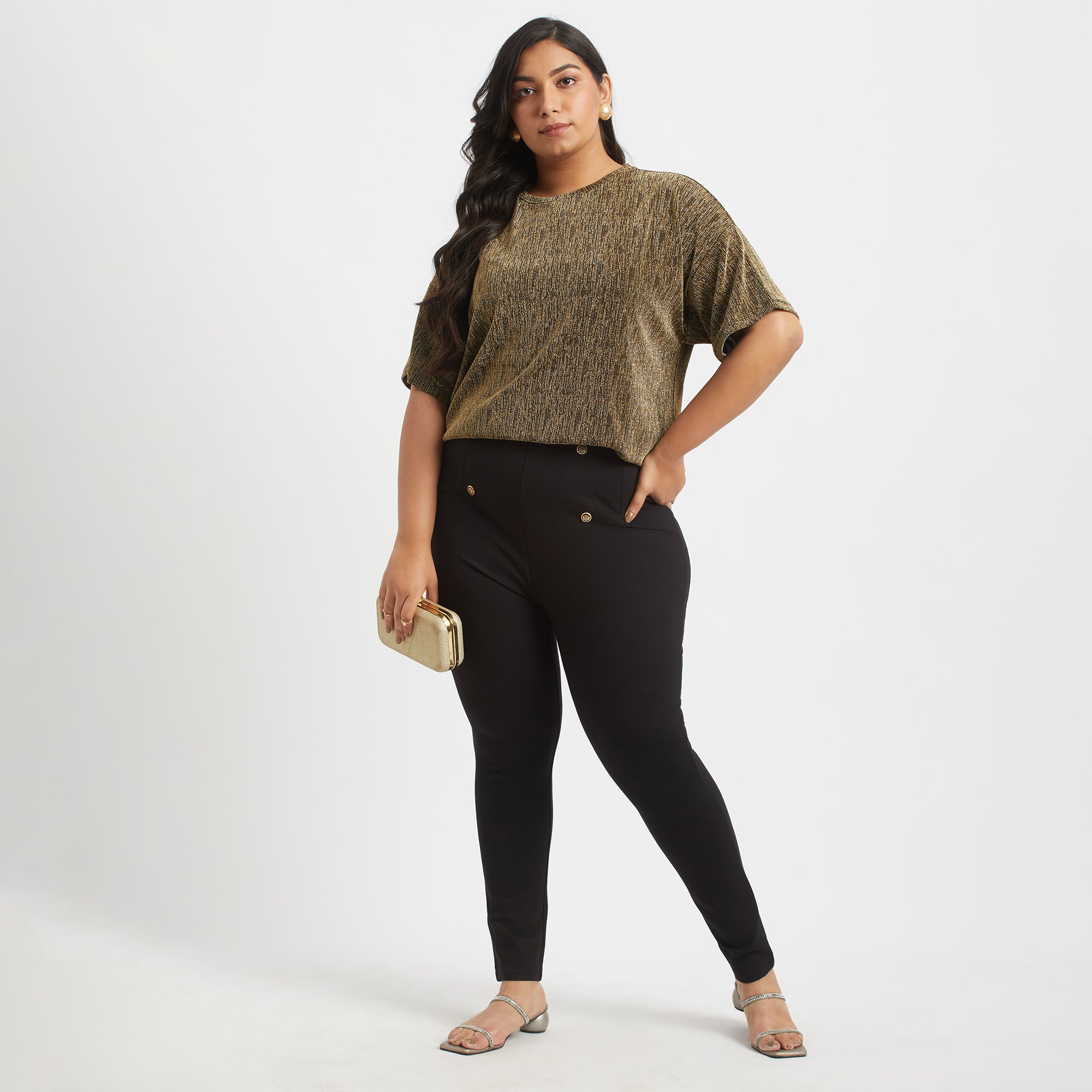 Plus Size Golden Lurex Top