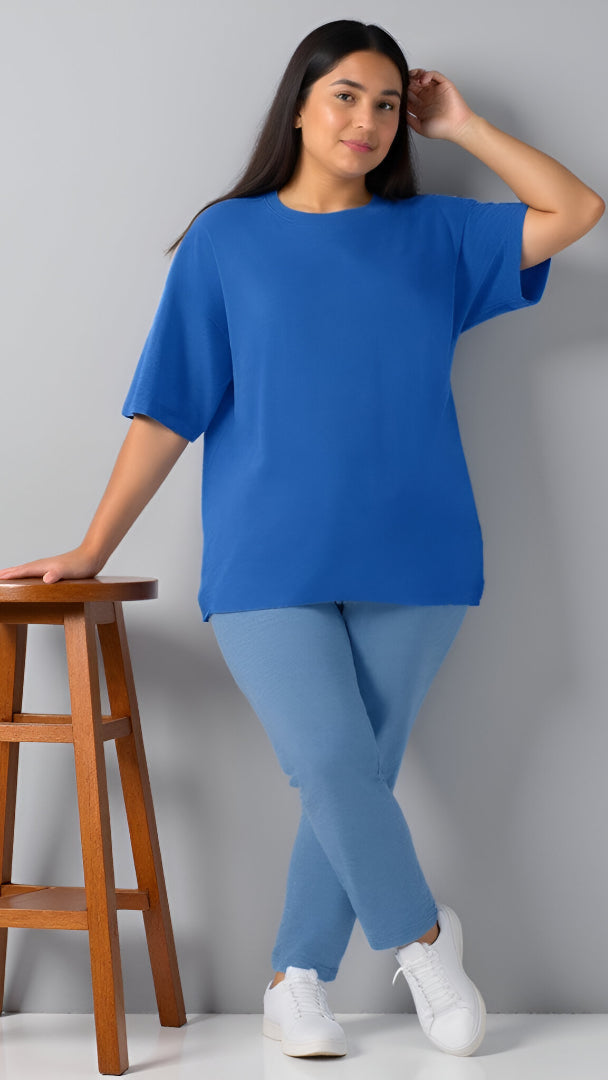 Royal Blue Plus-Size Drop Shoulder T-Shirt