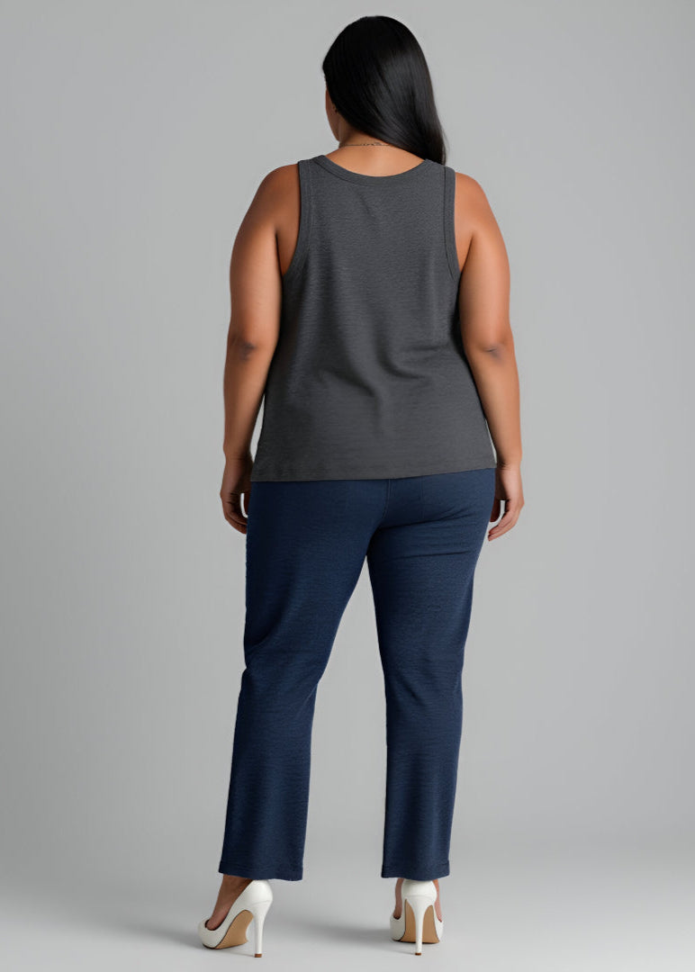 Dark Gray Melange Plus-Size Cotton Vest Top