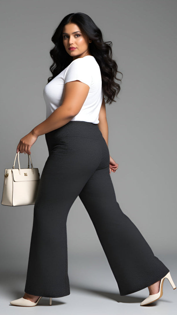 Dark Gray Melange Plus-Size Flared Leggings