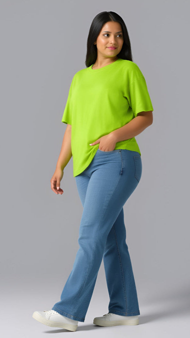 Lime Plus-Size Drop Shoulder T-shirt