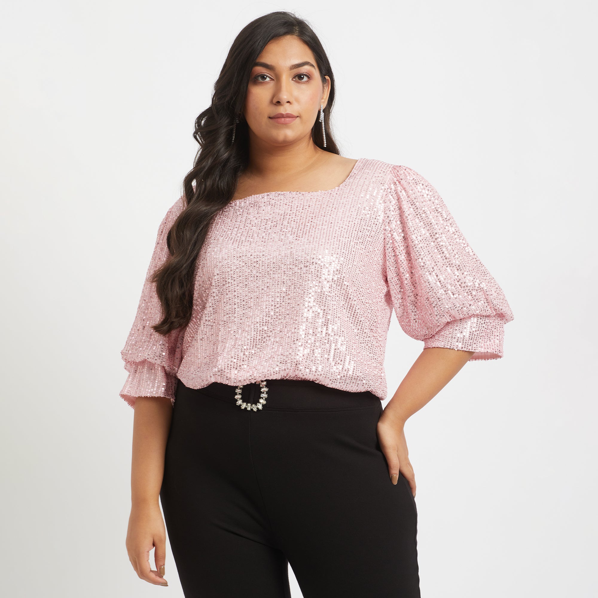 Plus Size Sequin Top
